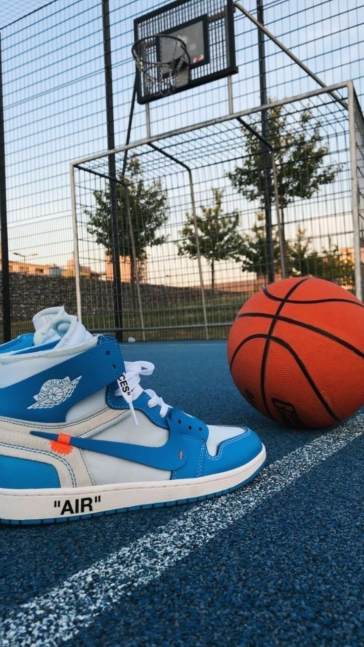 740x1310 Men's Nike Air Jordan's 1 Retro High Og X Off White Light Blue Sneakers Luxury Designer Trendy Shoes. Shoes wallpaper, Nike wallpaper, Sneakers wallpaper, Phone