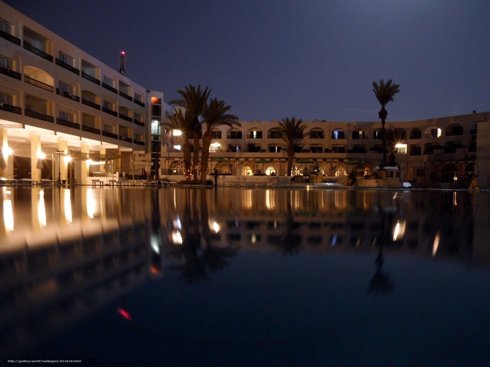 1600x1200 Download wallpaper resort, lights, water, Tunisia free desktop, Desktop