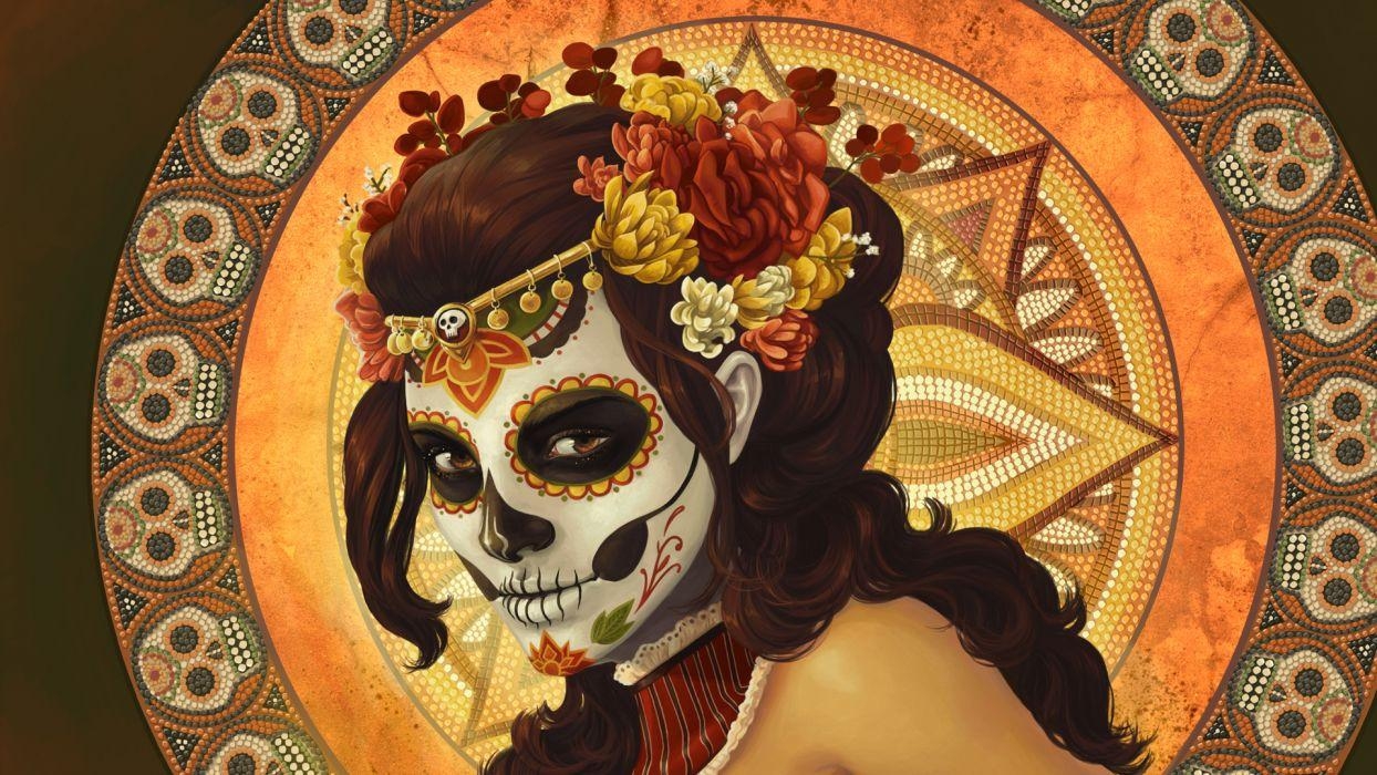 1250x700 Day of the Dead Dia de los Muertos Mexican dark horror witch, Desktop