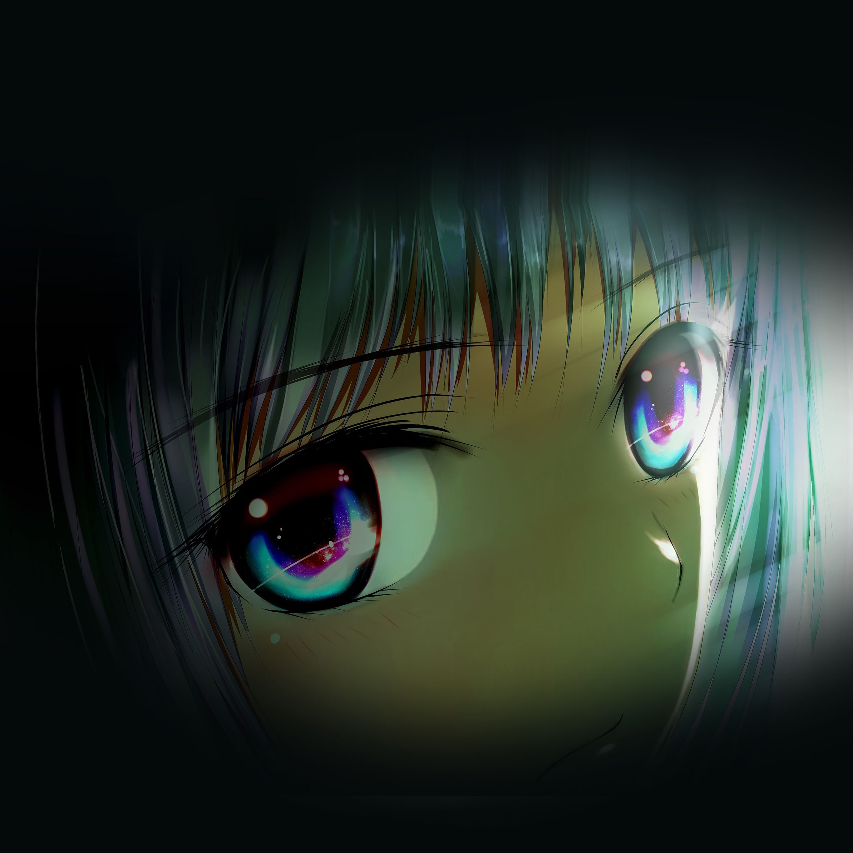 2740x2740 Eye Pure Girl Dark Anime Art Illust, Phone