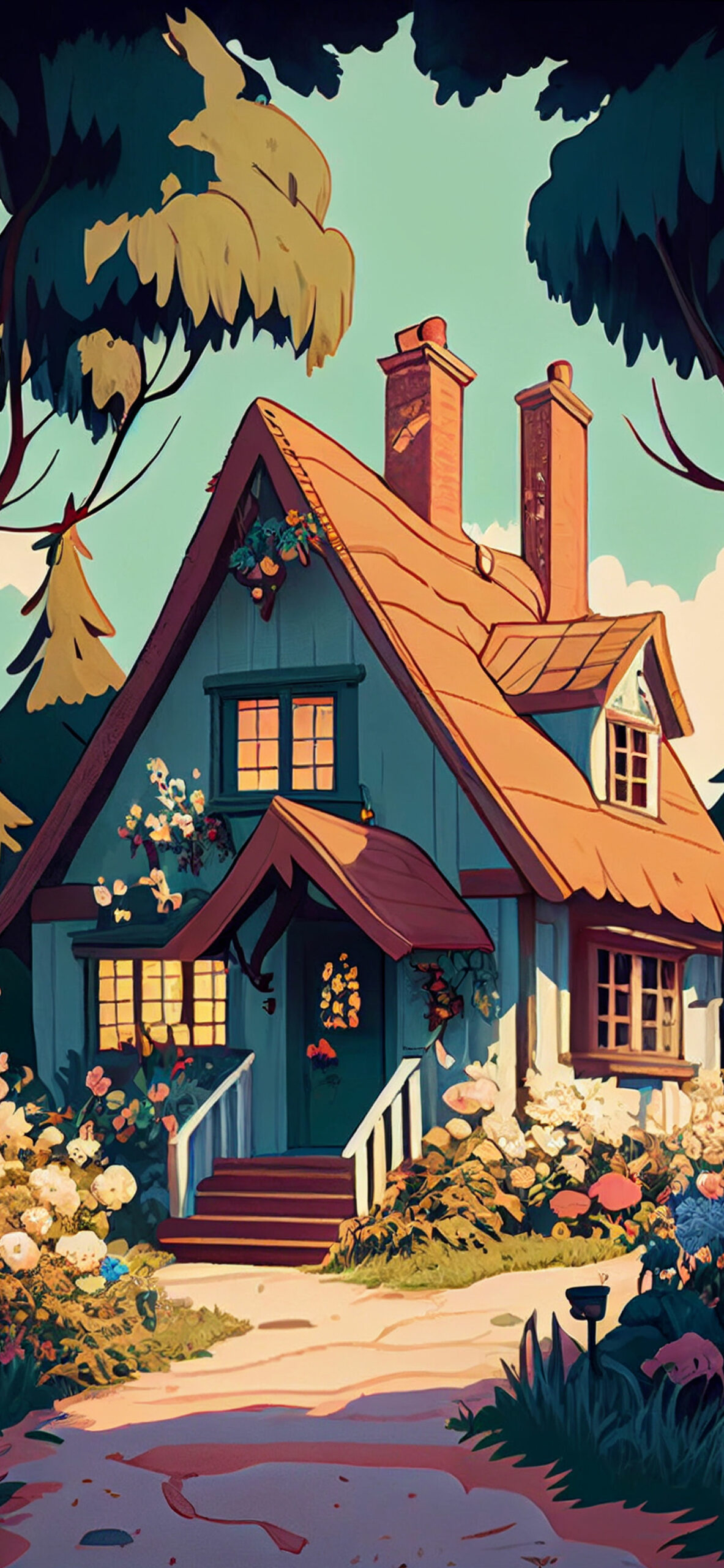 1190x2560 Cottagecore Aesthetic House Wallpaper, Phone