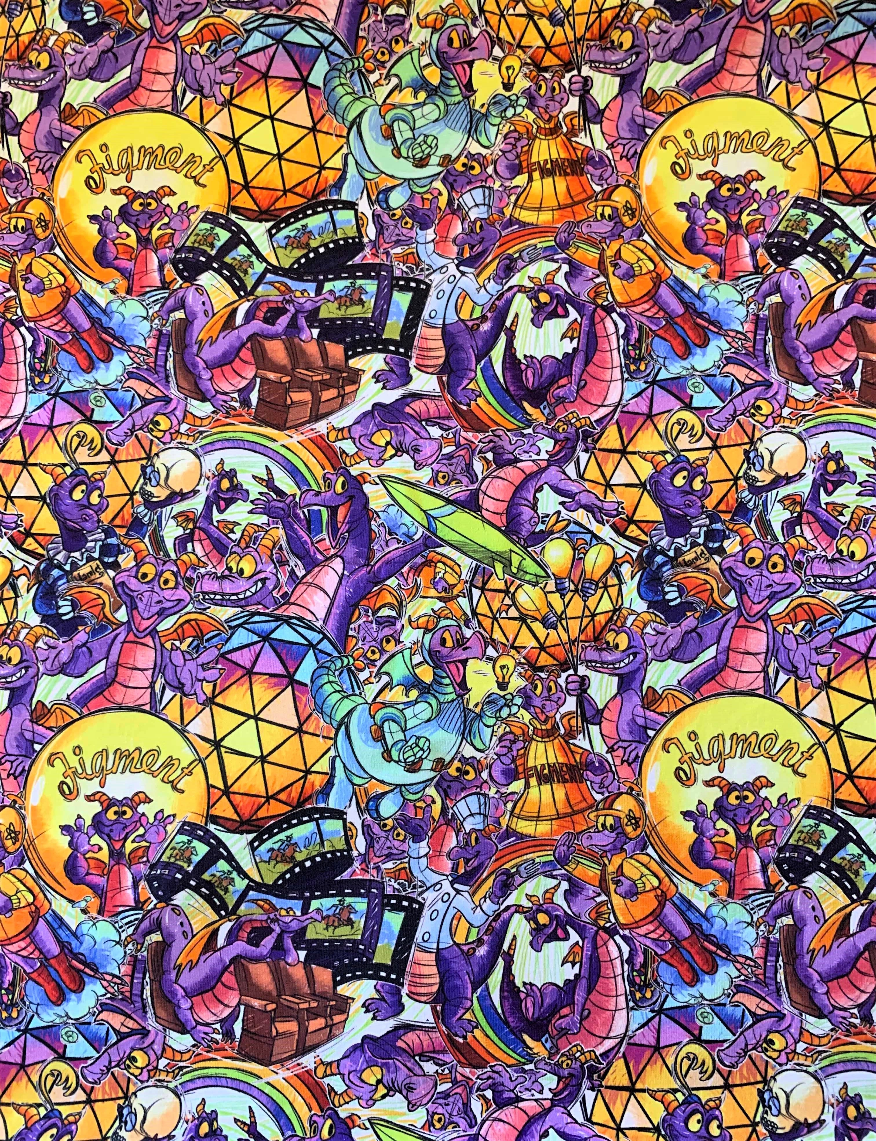 3030x3940 Disney Wallpaper Disney Fabric Disney Graphic PC iphone samsung Wallpaper Figment Walt Disney World Epcot. Disney wallpaper, Disney artwork, Disney fabric, Phone