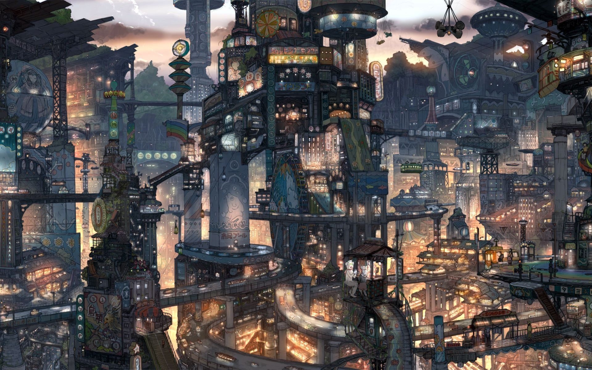 1920x1200 4k Wallpaper Anime City, Desktop