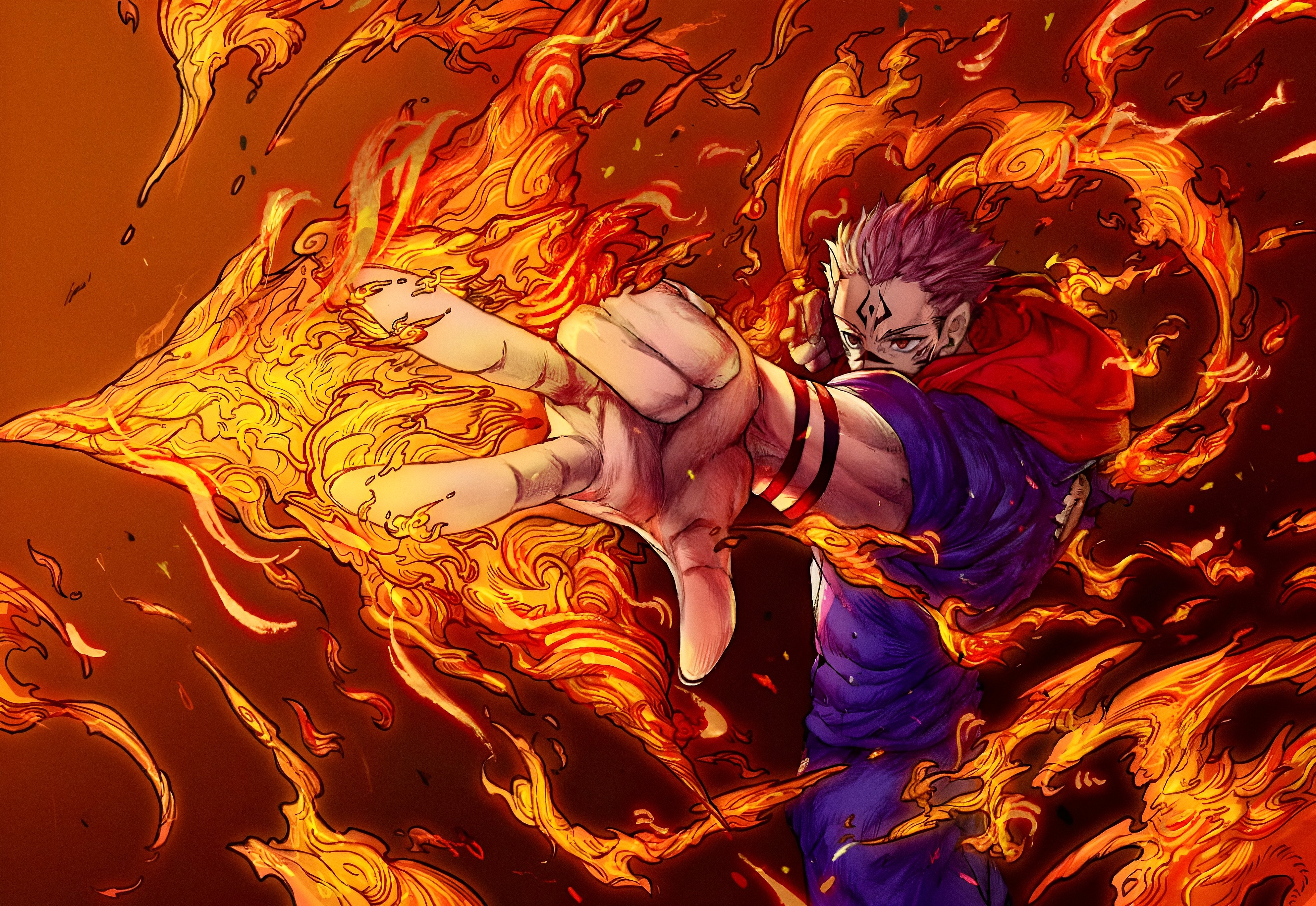 3840x2650 satomaru Jujutsu Kaisen, fire, Desktop