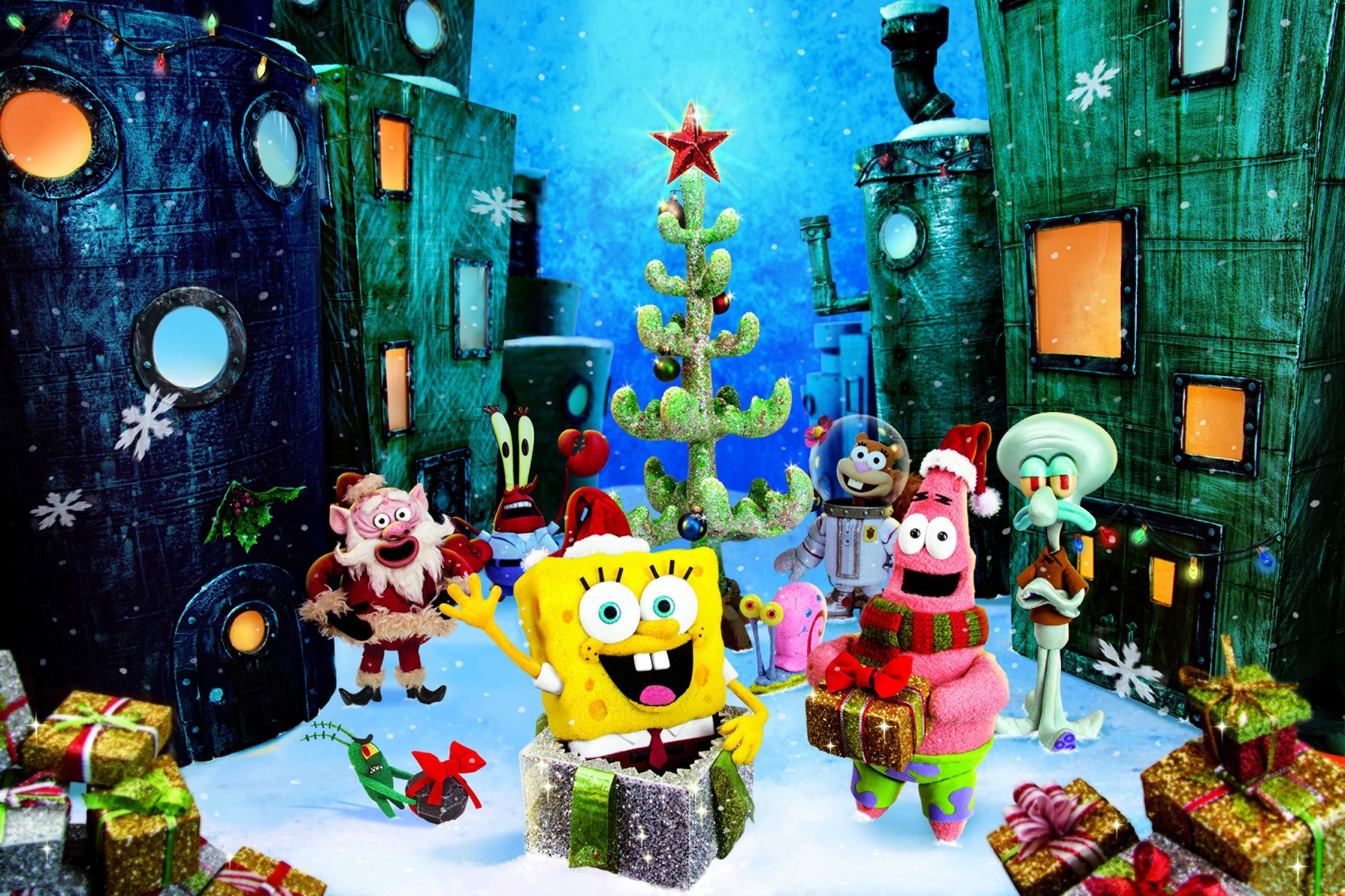 2400x1600 Spongebob Christmas Wallpaper Free Spongebob Christmas Background, Desktop