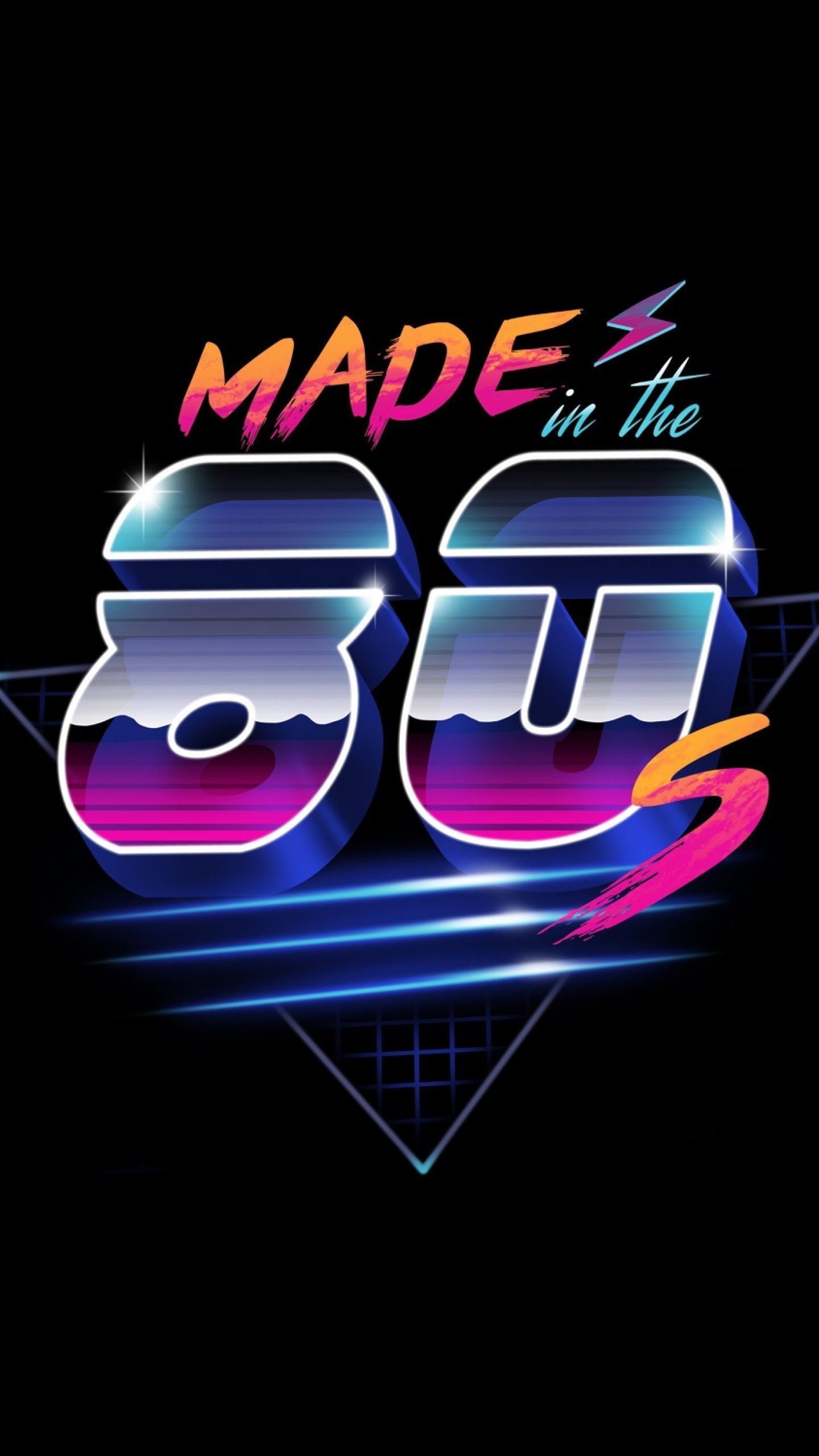 1440x2560 Wallpaper Made In 80s, Neon, Synthwave, Retrowave, HD, Black Dark, Phone