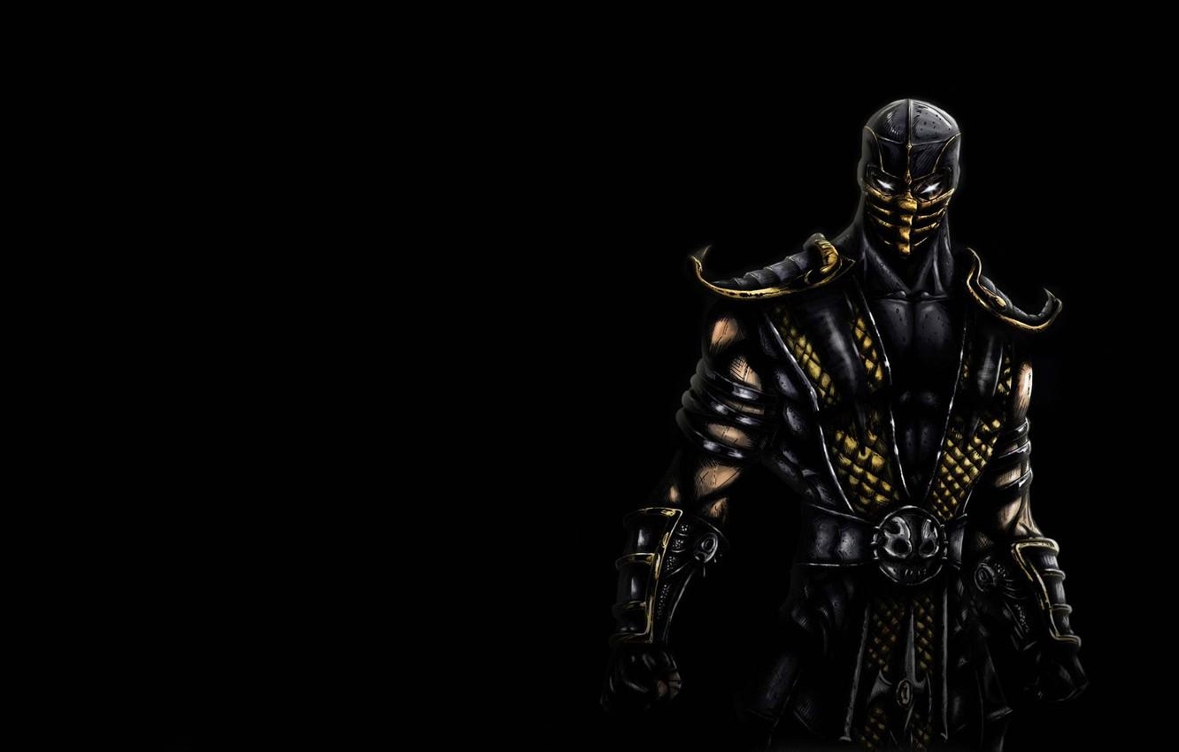 1340x850 Wallpaper the dark background, Scorpio, ninja, scorpion, mortal kombat, ninja image for desktop, section игры, Desktop