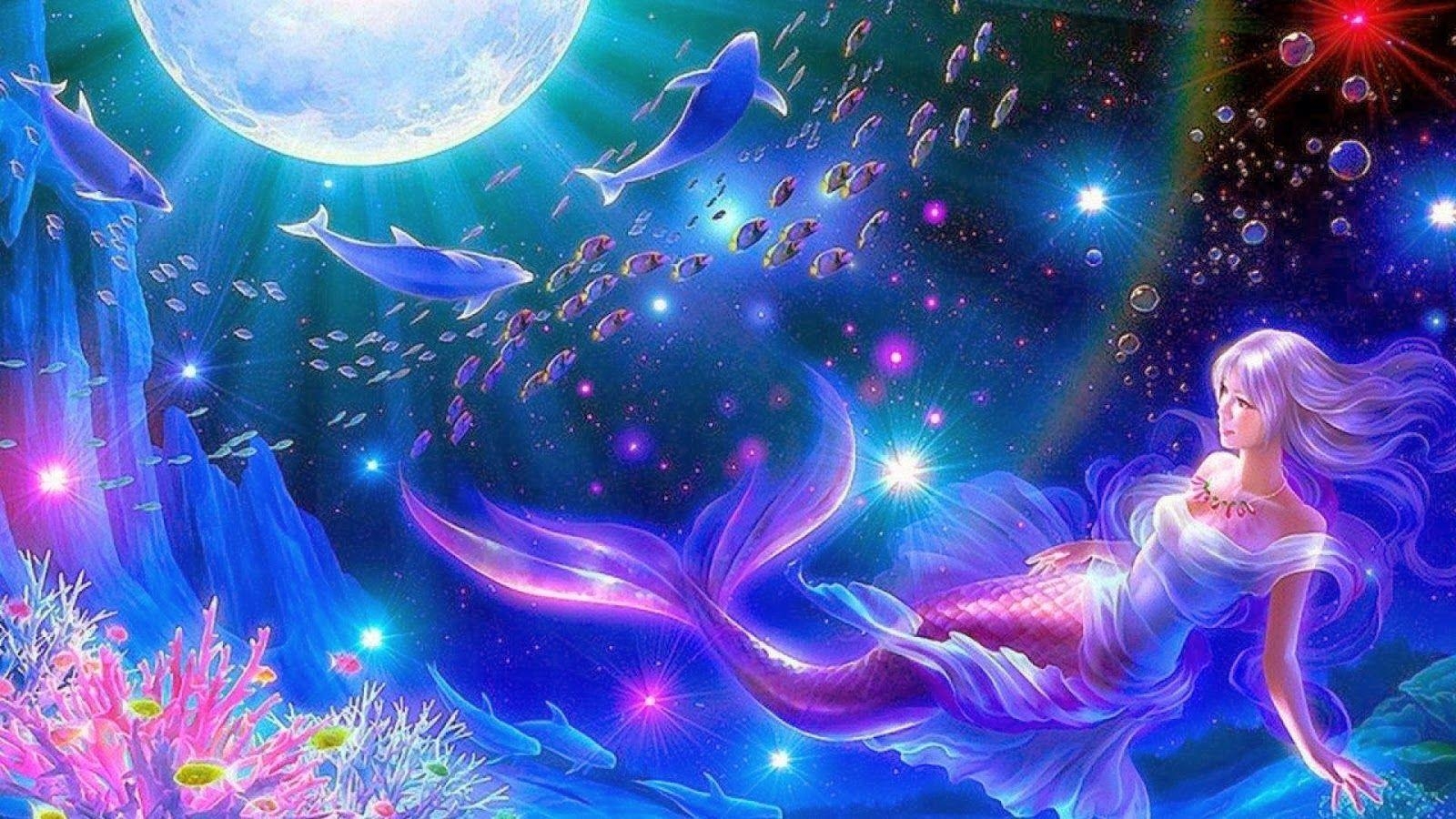 1600x900 sangar wallpaper: Mermaid moon fantasy widescreen HD wallpaper, Desktop