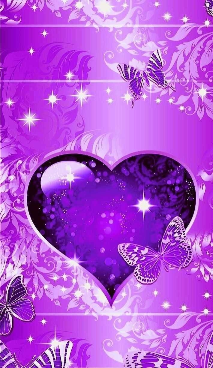 710x1230 Purple Butterfly Heart Wallpaper, Phone