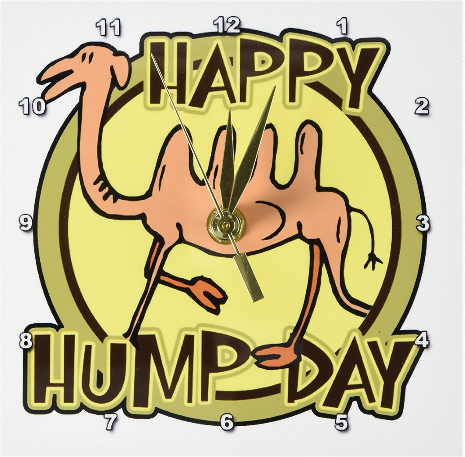 1500x1480 3DRose Dc_159497_1 Funny Happy Hump Day Camel Cartoon Design Desk Clock, 6 By 6 Inch, Home & Kitchen, Desktop