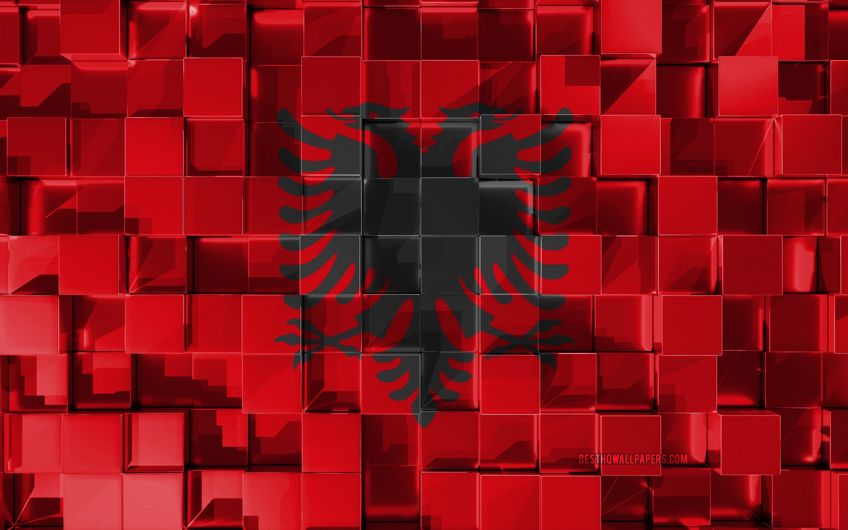 2880x1800 Download wallpaper Flag of Albania, 4k, 3D flag, 3D cubes texture, Albania flag, 3D art, Albania, Europe, 3D texture for desktop with resolution. High Quality HD picture wallpaper, Desktop