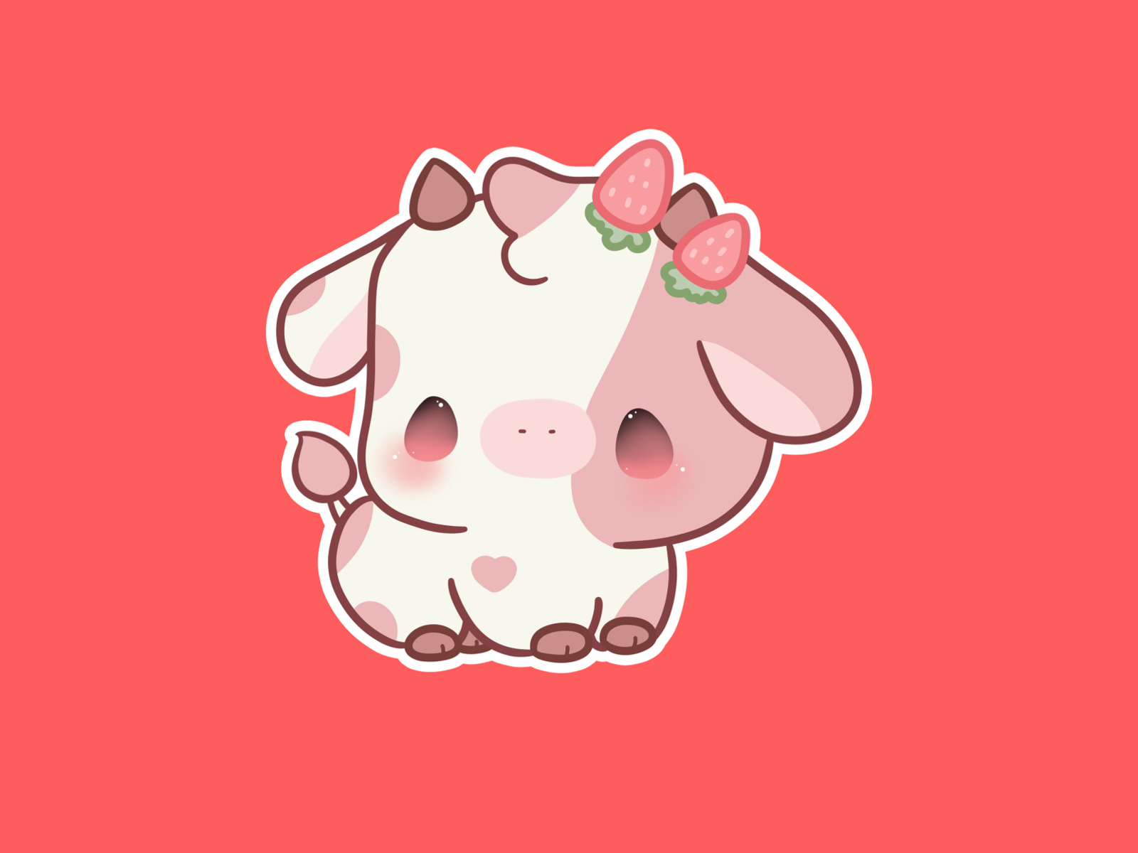 1600x1200 Strawberry Cute Cow, Desktop