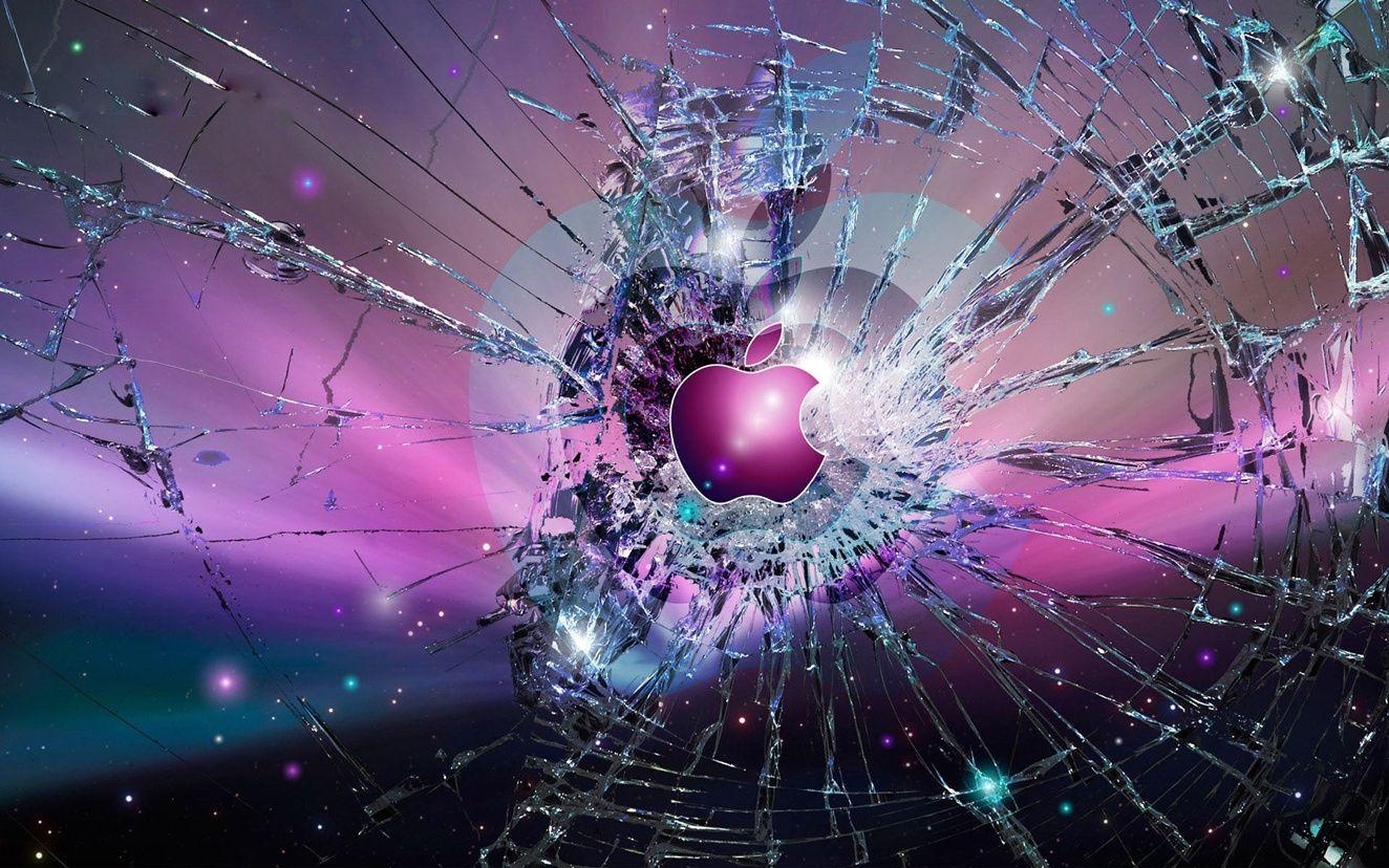 1330x830 Broken Glass Apple Logo, Desktop