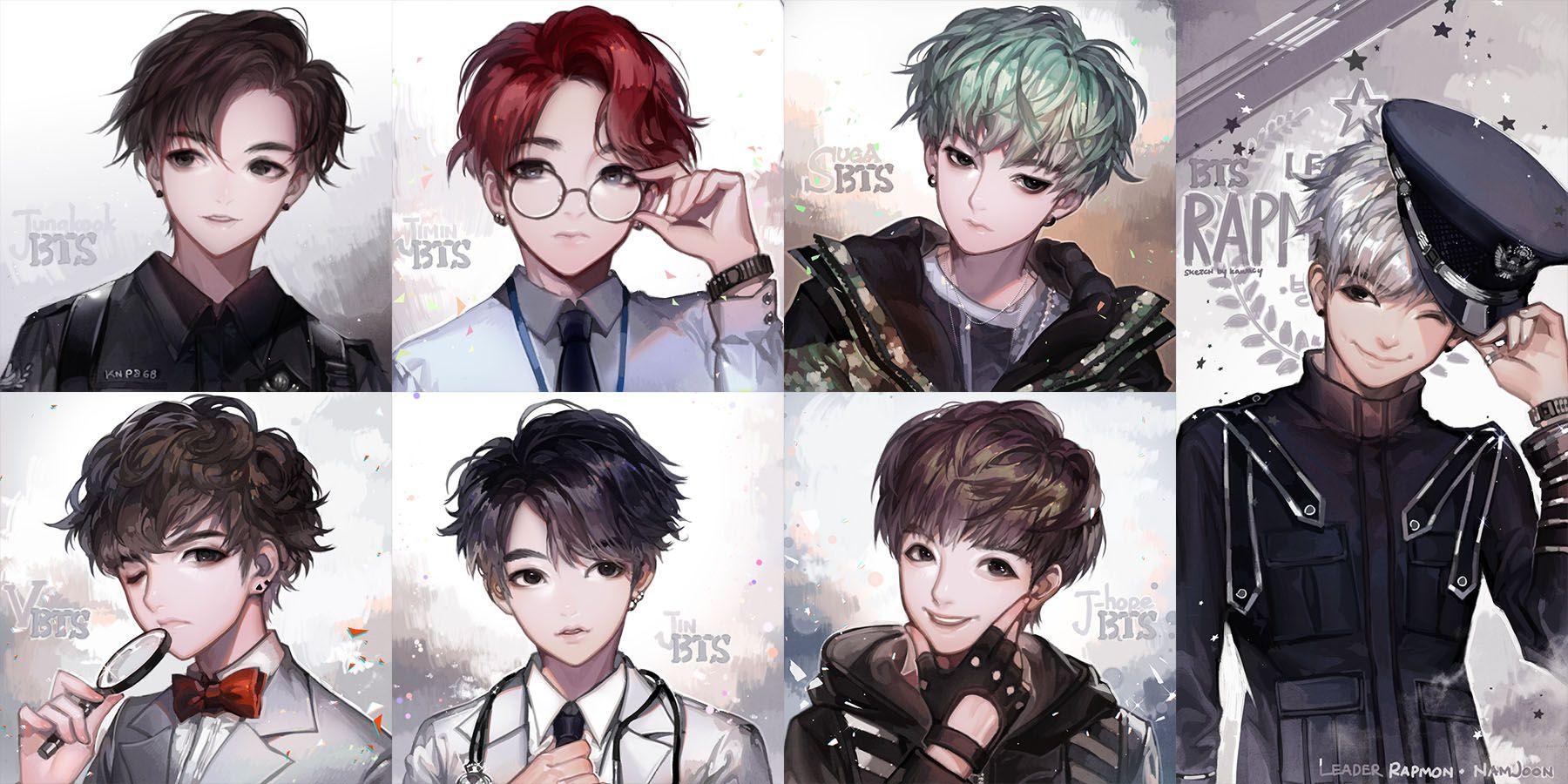 1800x900 BTS Anime Wallpaper Free BTS Anime Background, Dual Screen