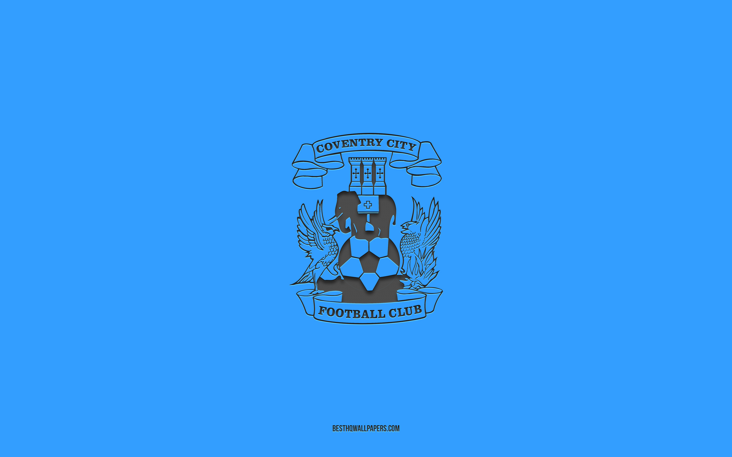 2560x1600 Download wallpaper Coventry City FC, blue background, English football team, Coventry City FC emblem, EFL Championship, Coventry City, England, football, Coventry City FC logo for desktop with resolution. High Quality HD, Desktop