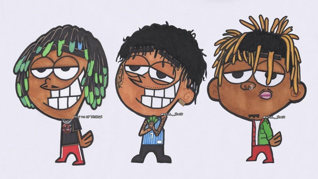 1280x720 DRAW RAPPERS AS CARTOONS! BLUEFACE, JUICE WRLD, RICH THE KID, Desktop