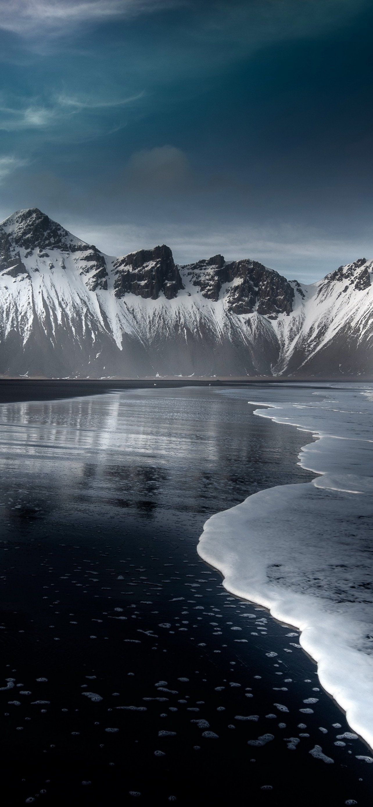 1290x2780 Vestrahorn mountain Wallpaper 4K, Stokksnes, Beach, Icelandic coast, Phone