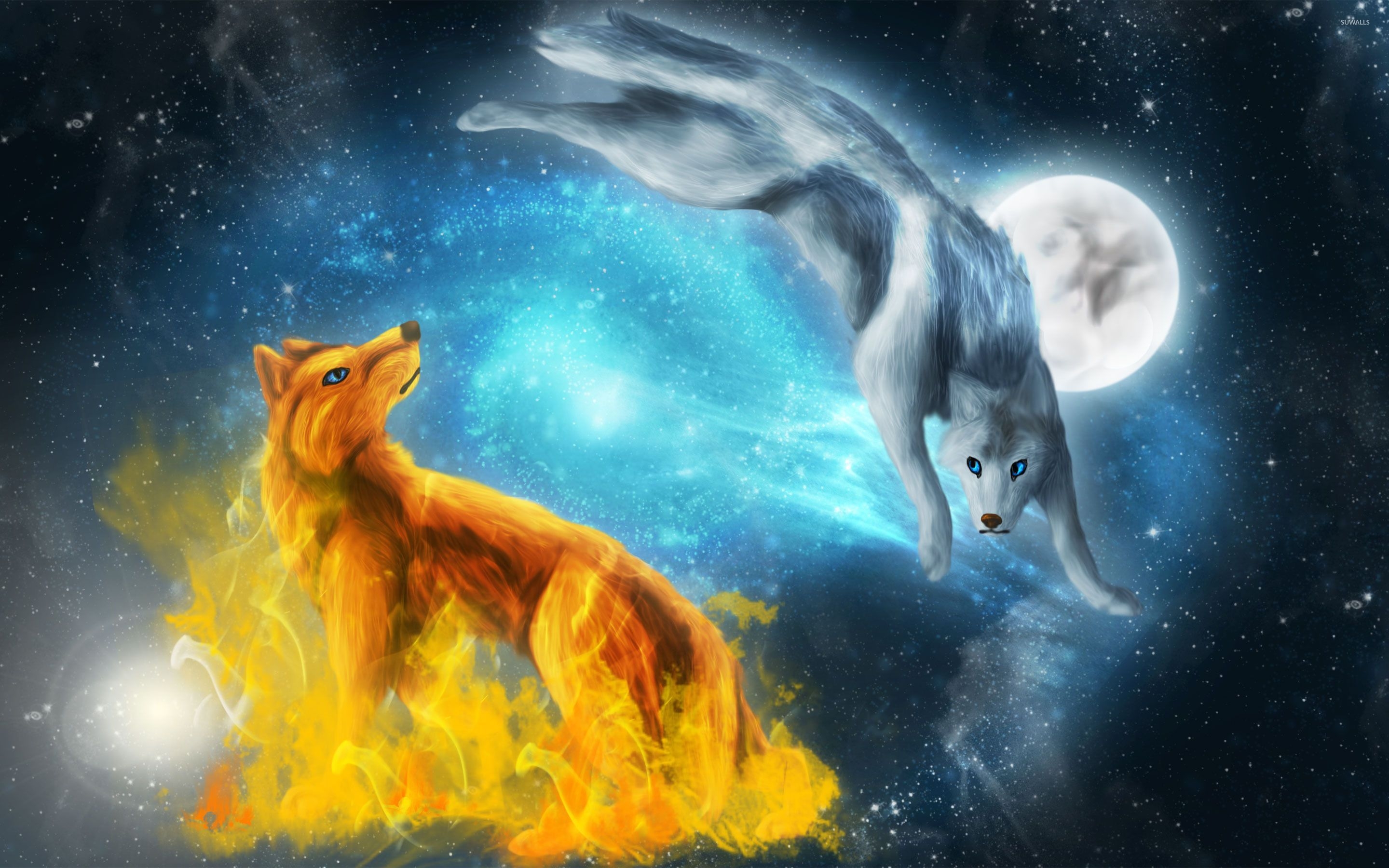 2880x1800 Cute Fox and Wolf Wallpaper Free Cute Fox and Wolf Background, Desktop