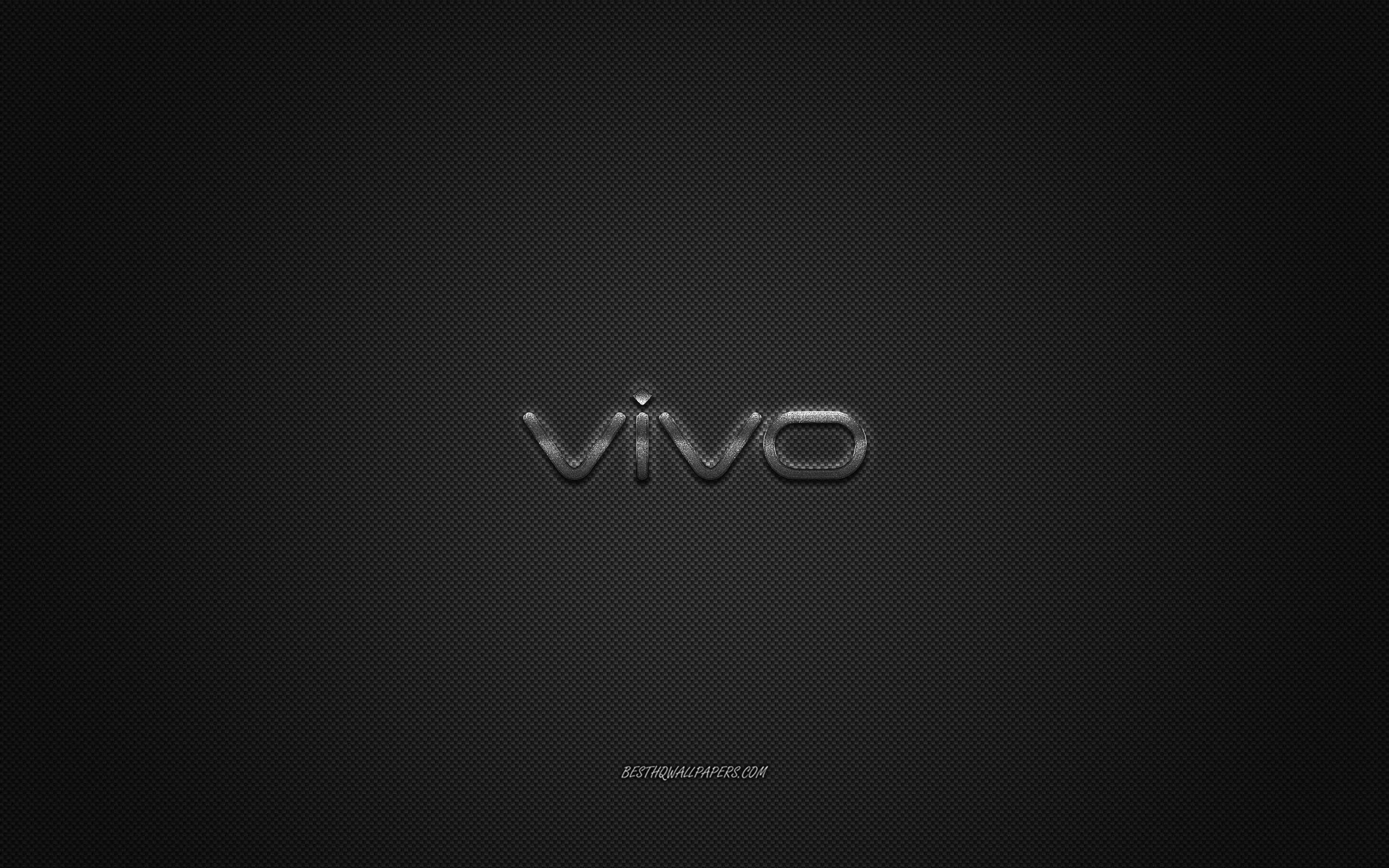 2560x1600 Download wallpaper Vivo logo, gray shiny logo, Vivo metal emblem, Desktop