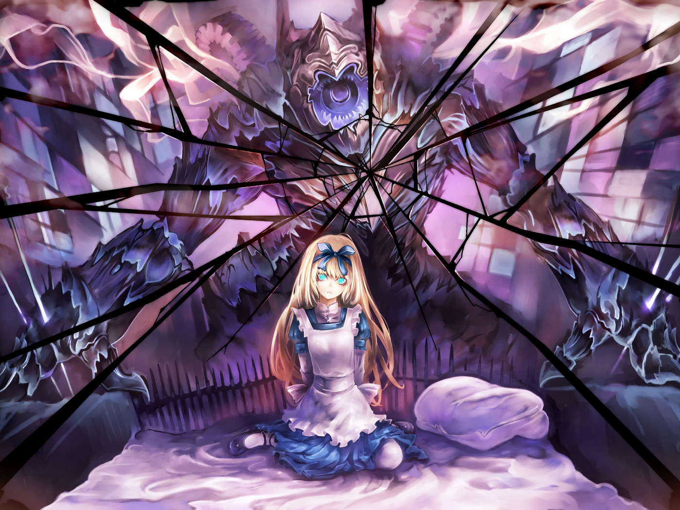 1400x1050 fear, monster, anime, mirror, art, Desktop