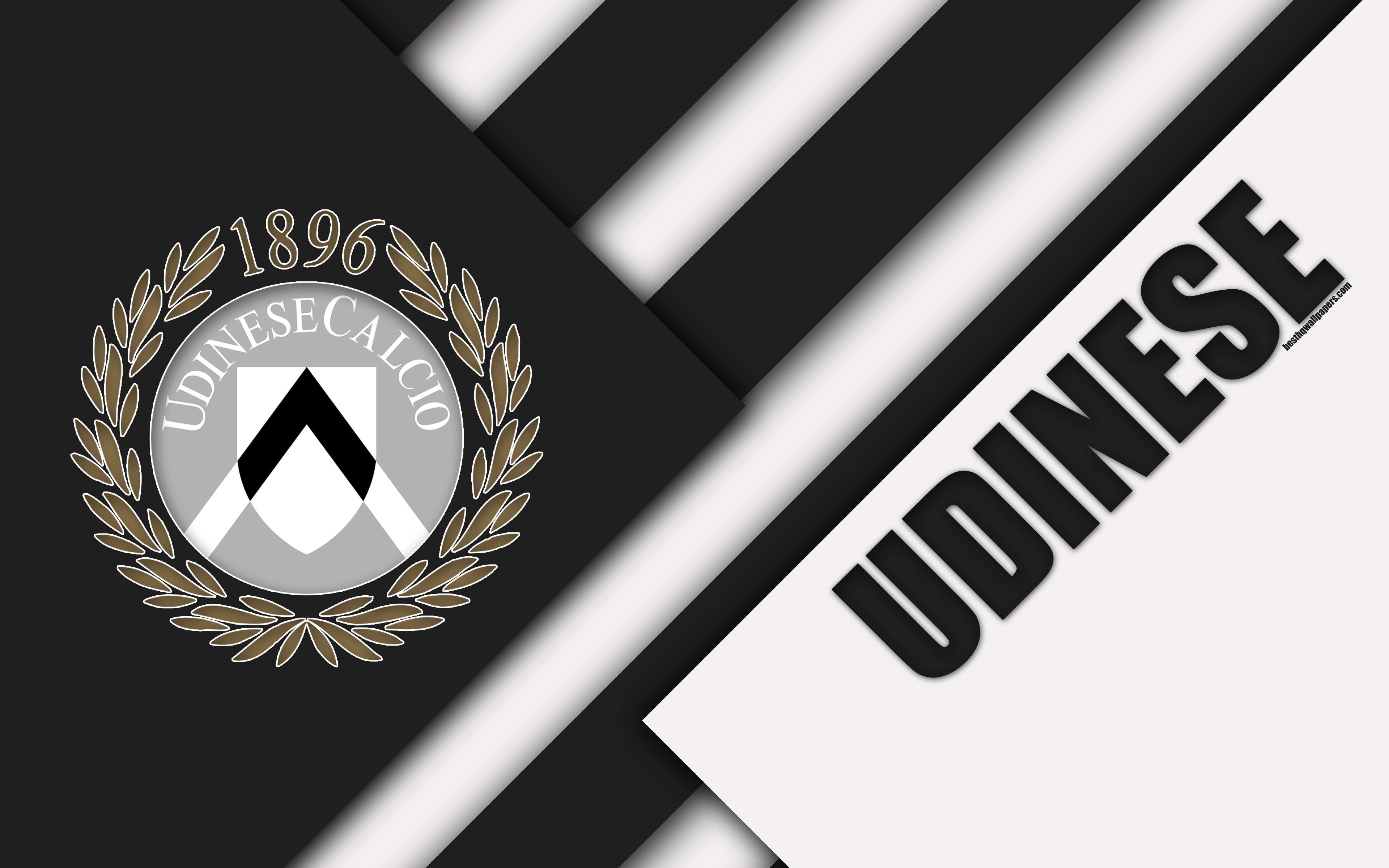 3840x2400 Download wallpaper Udinese FC, logo, 4k, material design, football, Desktop