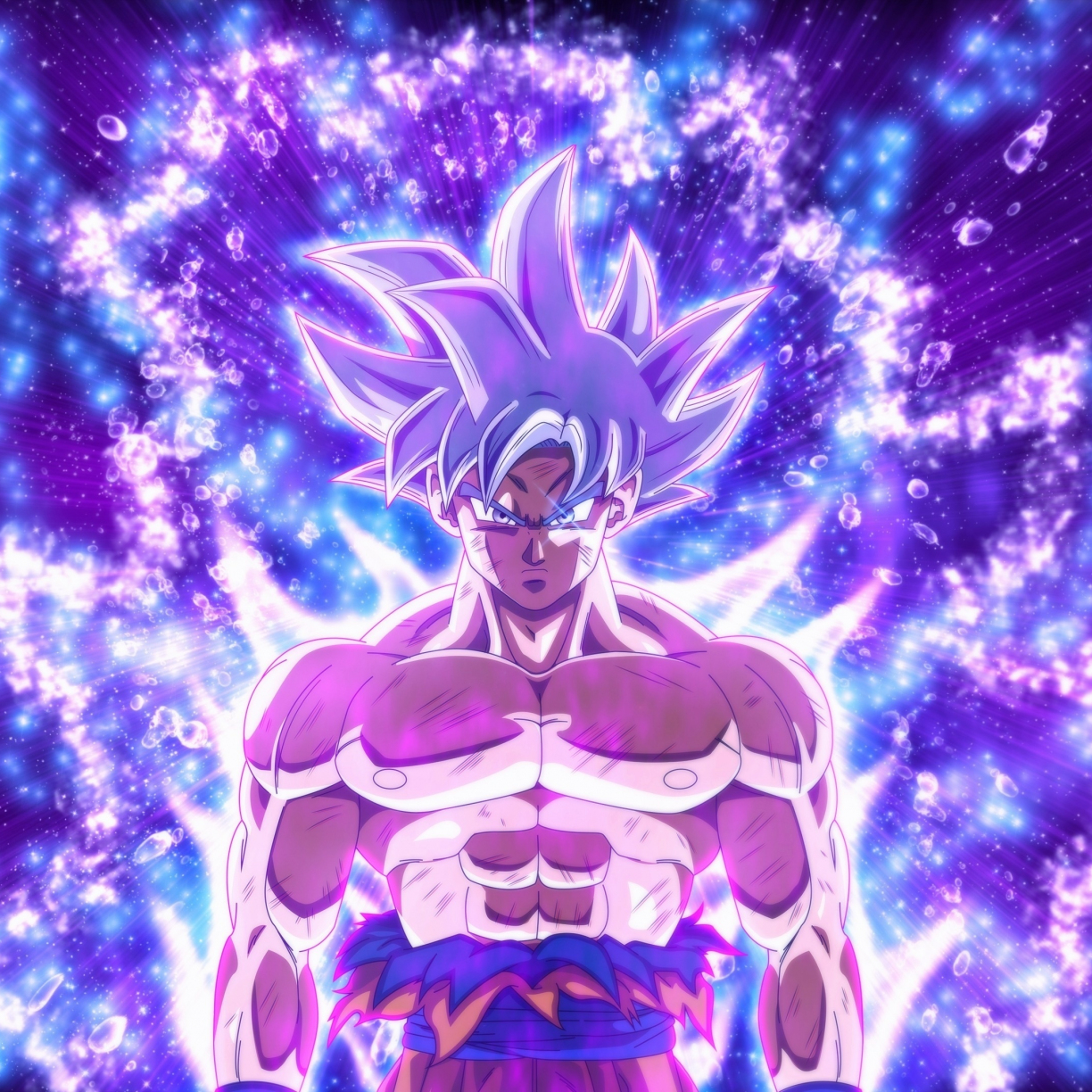 1230x1230 Ultra instinct, goku, dragon ball, blue power wallpaper, HD image, picture, background, ee93D4, Phone