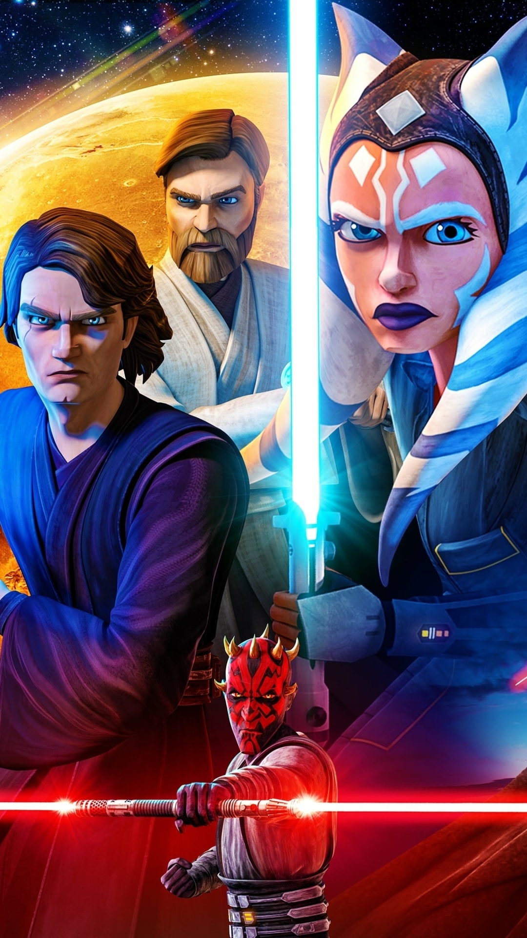 1080x1920 Mobile wallpaper: Star Wars, Anakin Skywalker, Lightsaber, Tv Show, Obi Wan Kenobi, Darth Maul, Star Wars: The Clone Wars, Ahsoka Tano, 1191058 download the picture for free, Phone