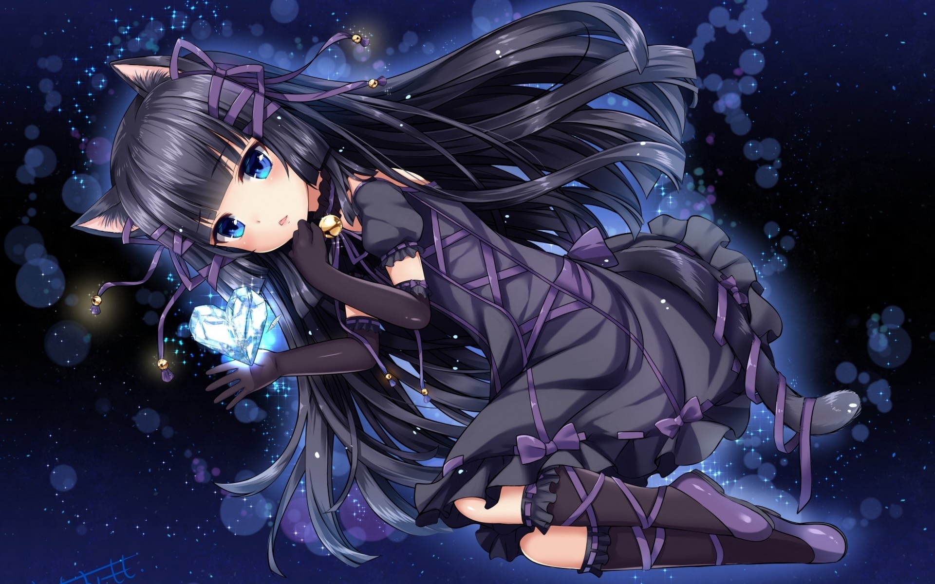 1920x1200 pretty anime wallpaper, cg artwork, beauty, purple, lilac, violet, Desktop