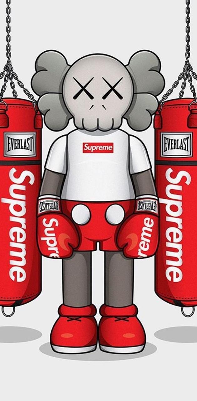 630x1280 Kaws x Supreme wallpaper, Phone