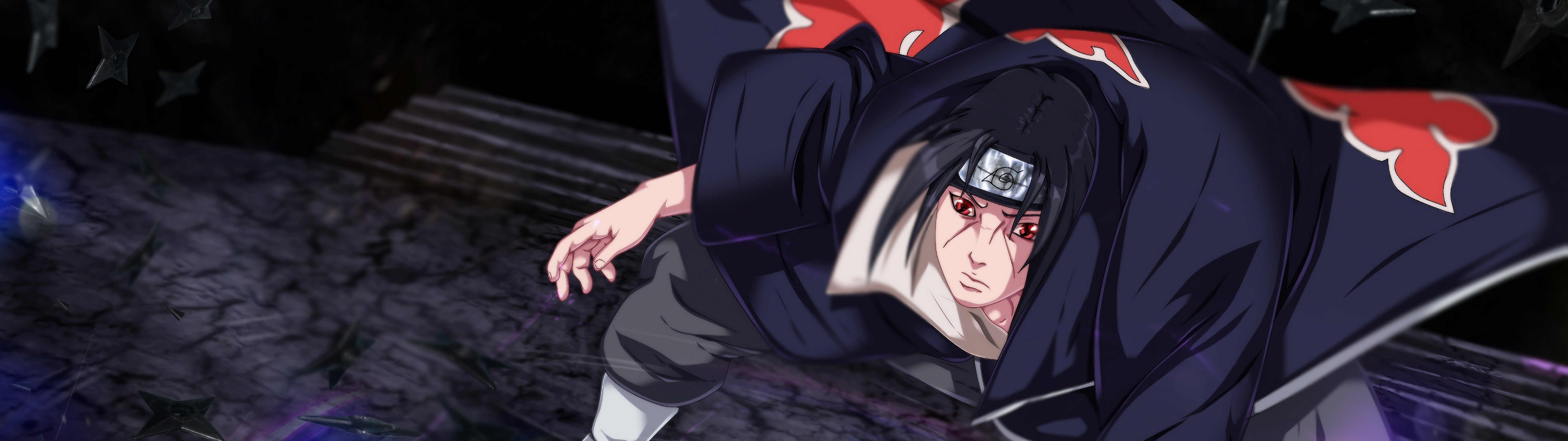 7680x2160 Itachi Uchiha Akatsuki 4K Wallpaper, Dual Screen