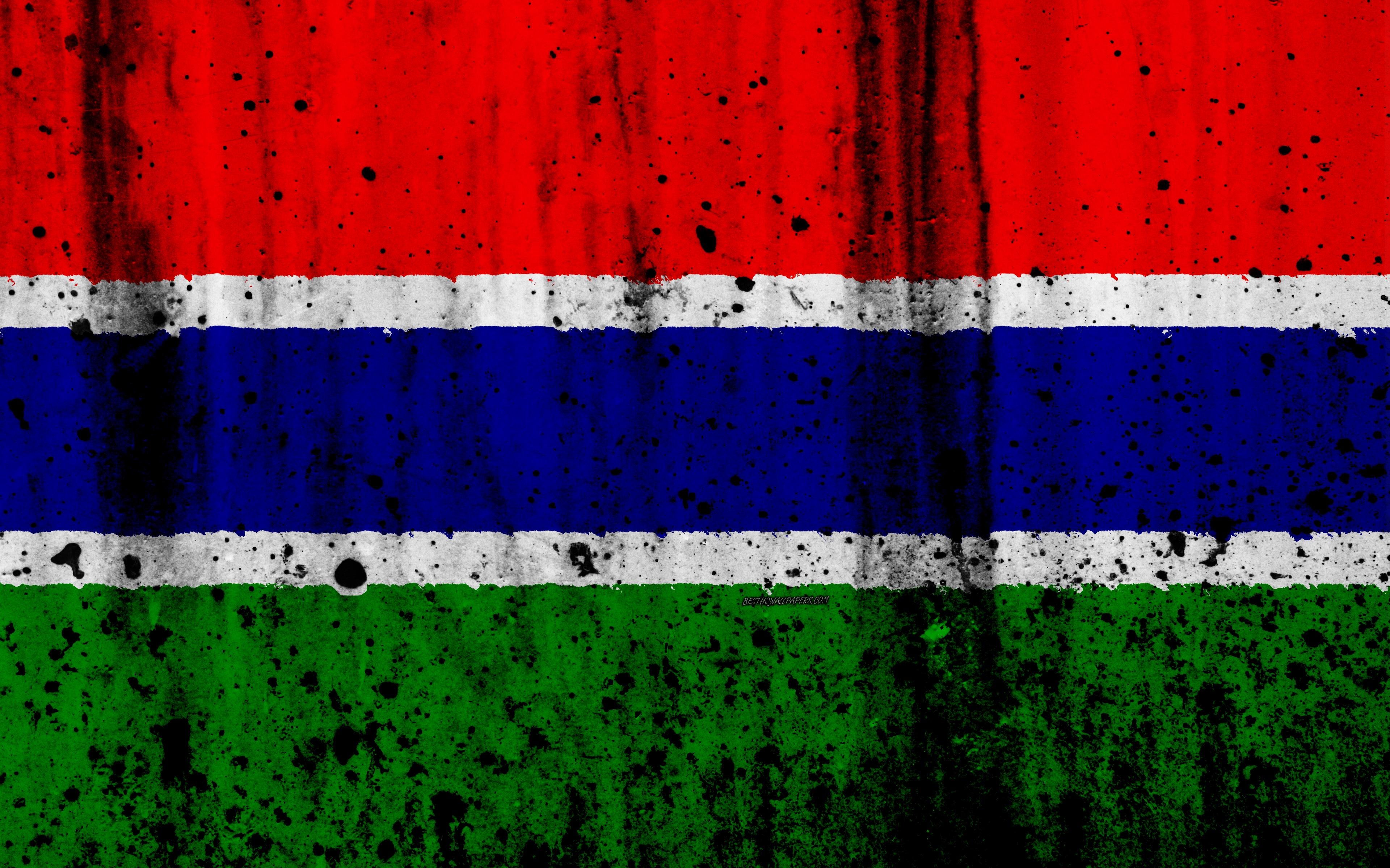 3840x2400 Download wallpaper Gambian flag, 4k, grunge, flag of Gambia, Africa, Desktop