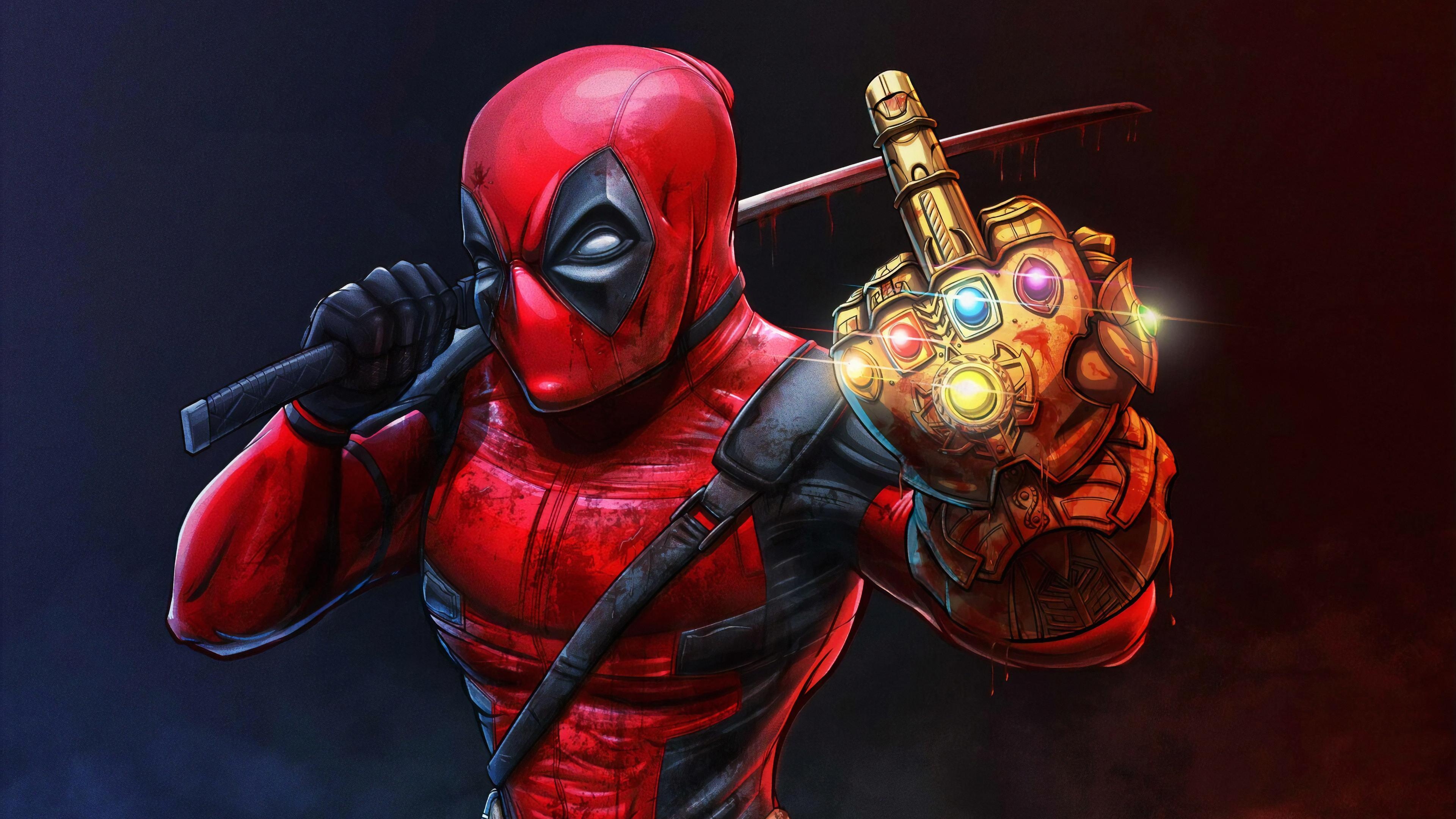 3840x2160 Wallpaper 4k Deadpool With Thanos Infinity Gauntlet 4k Wallpaper, Desktop
