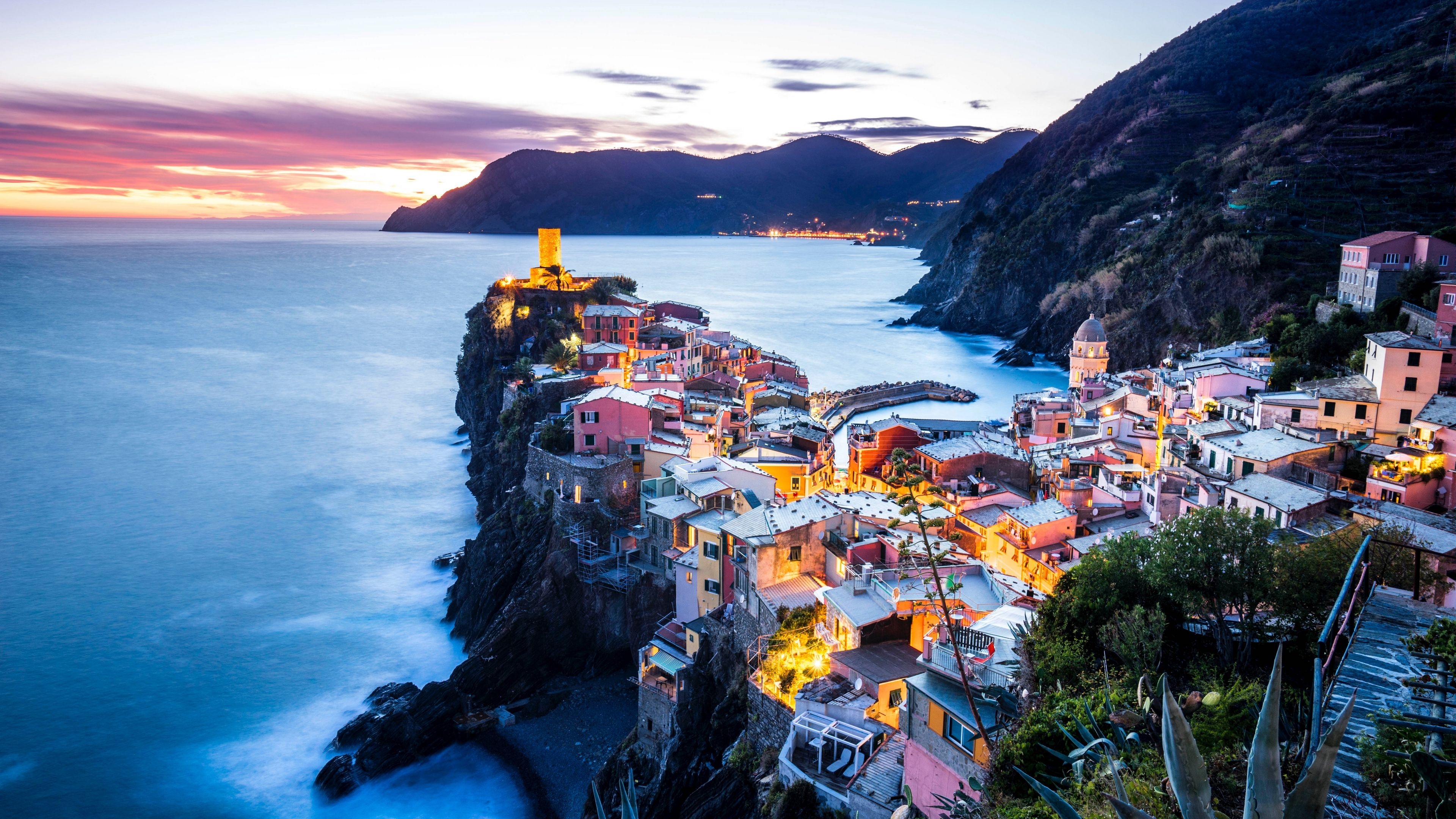 3840x2160 Wallpaper 4k coastal city, coast, sea, mountains, vernazza, italy 4k Wallpaper, Desktop