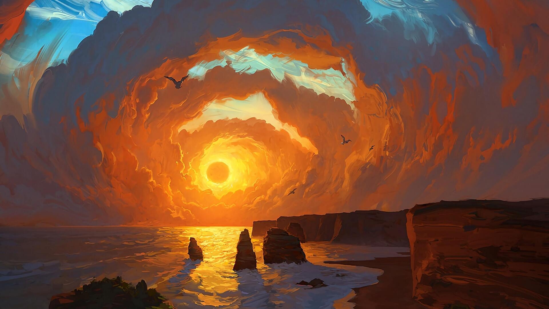 1920x1080 Landscape Evening Digital Art Laptop Full HD 1080P HD 4k Wallpaper, Image, Background, Photo and Picture, Desktop
