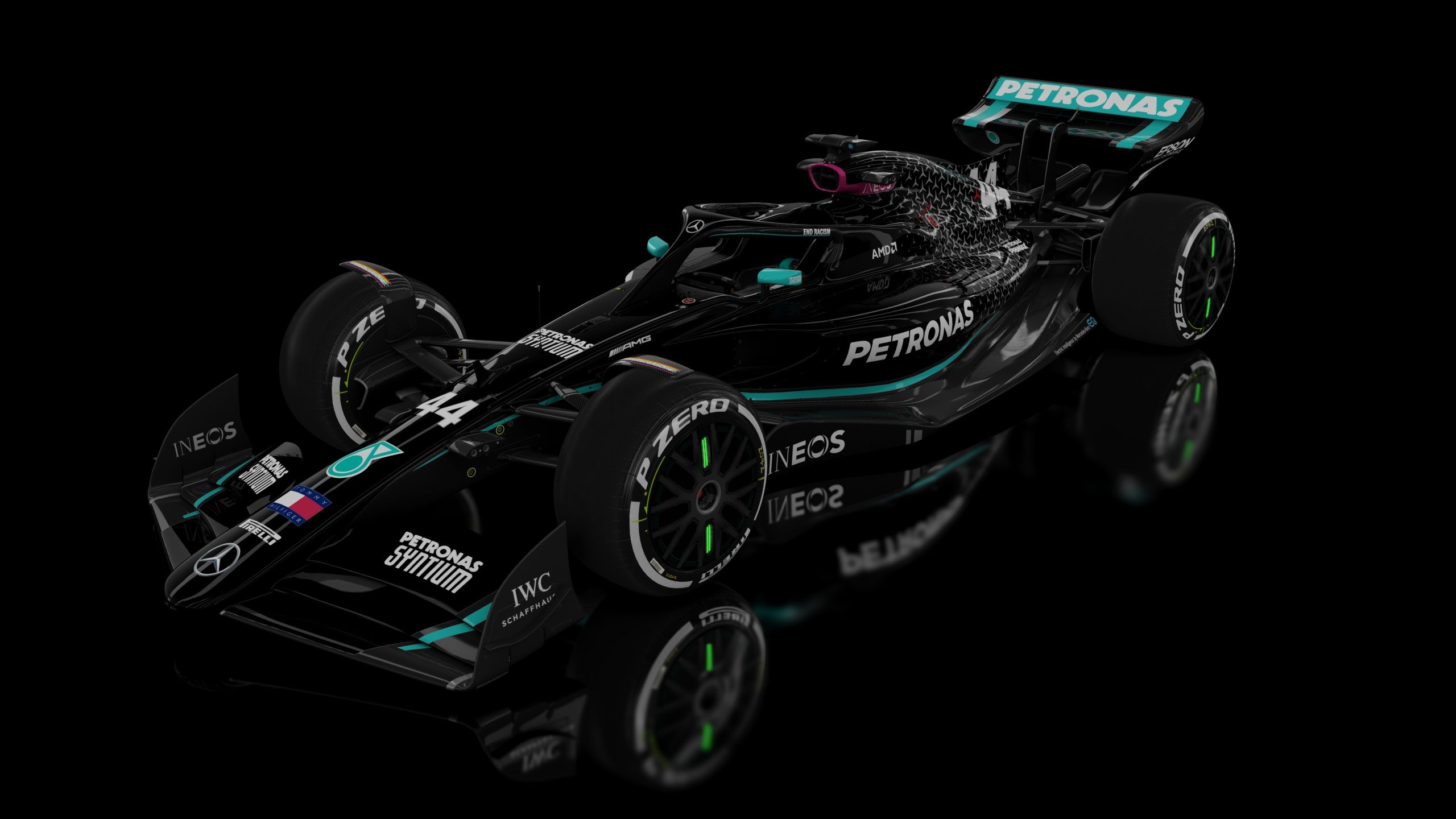 2560x1440 UPDATED Black Mercedes AMG Petronas W11 Livery Formula Hybrid X 2021, Desktop