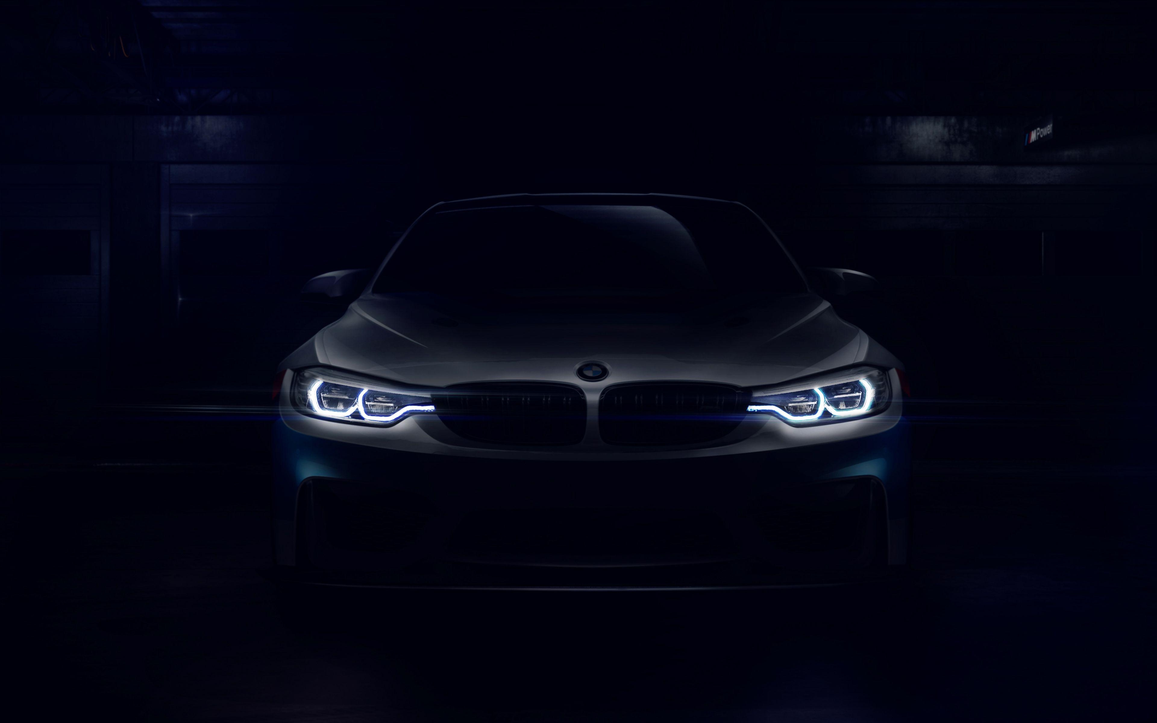 3840x2400 Download wallpaper 4k, BMW M4 GT headlights, 2018 cars, darkness, Desktop