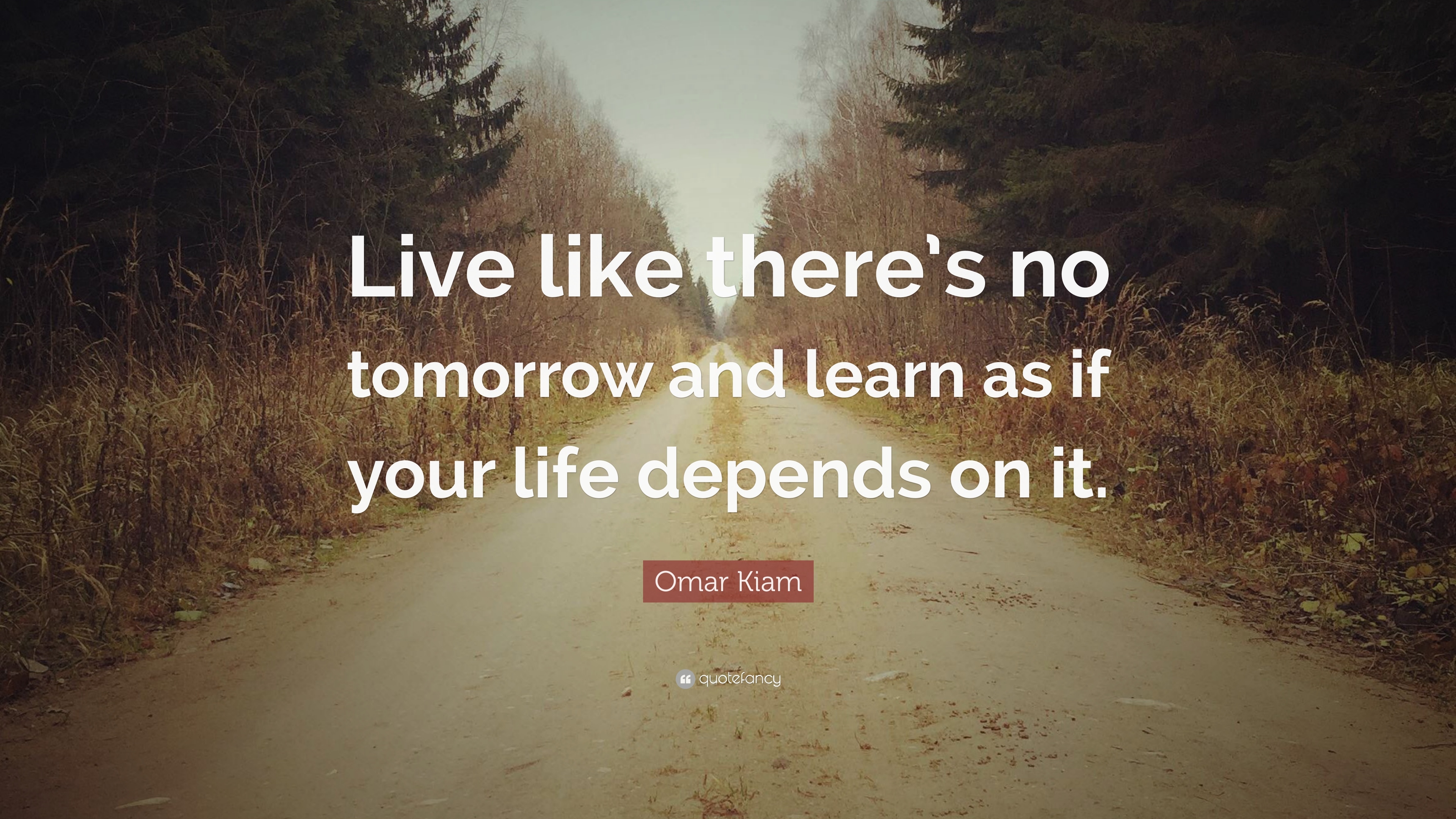 3840x2160 Omar Kiam Quote: “Live like there's no tomorrow and learn as if your life depends on, Desktop