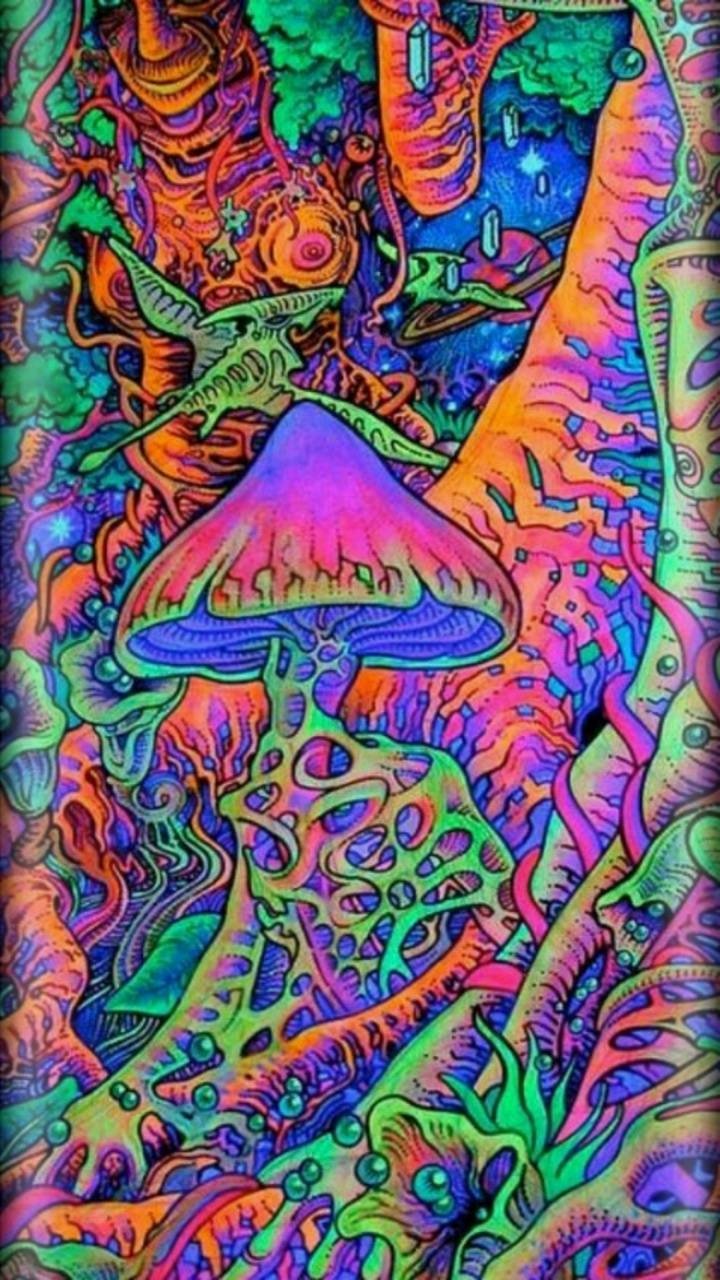 720x1280 Trippy Mushroom Background, Phone