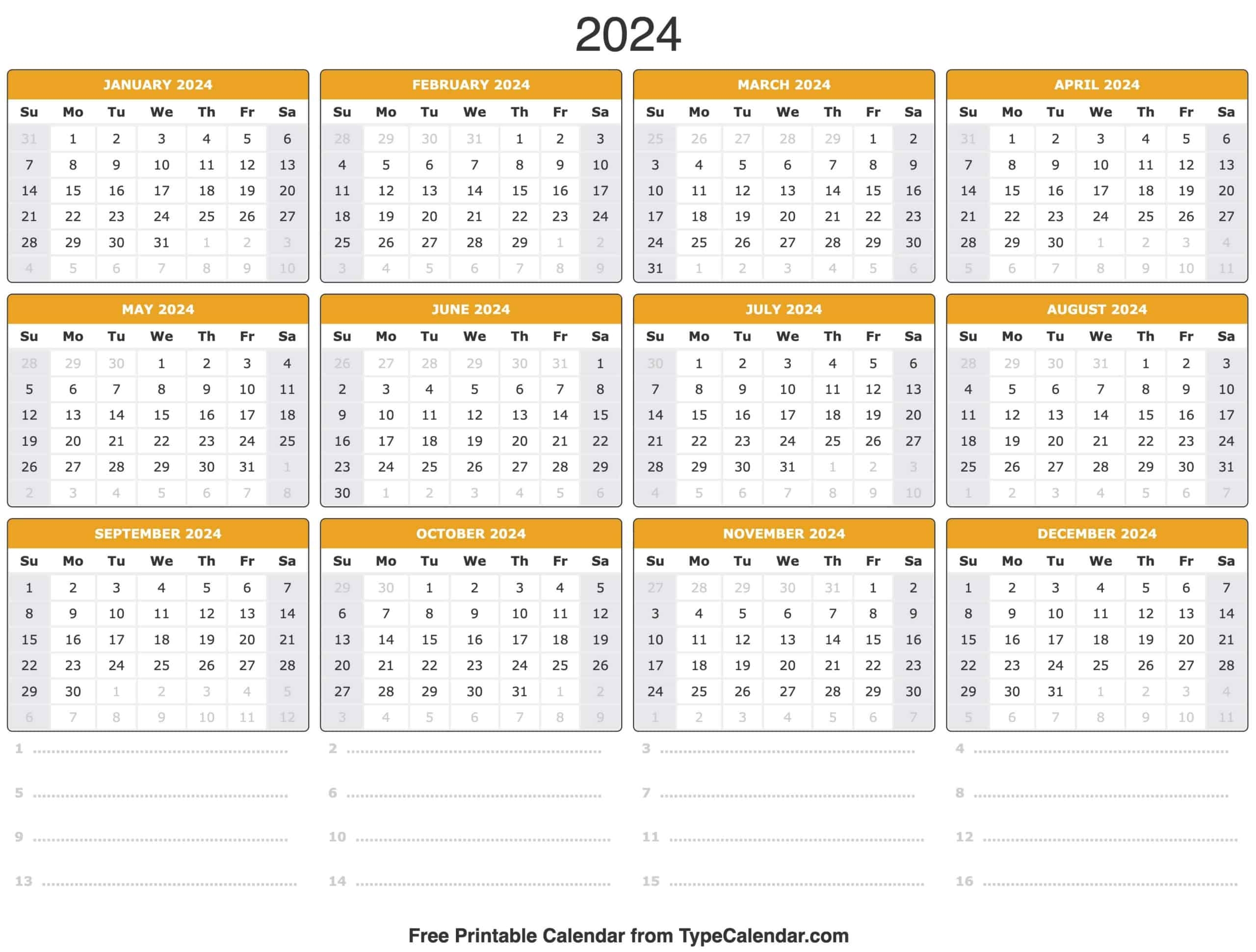 2560x1950 2024 Calendar: Free Printable Calendar With Holidays, Desktop