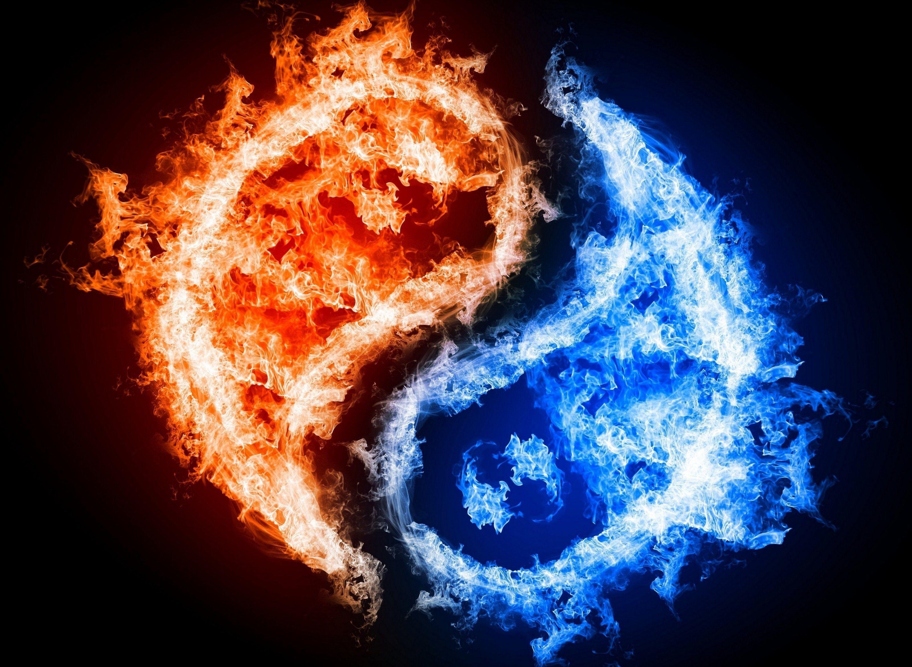 3200x2340 Yin Yang Fire Water Wallpaper, Desktop