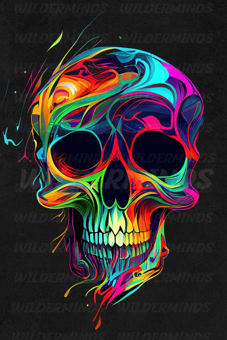 740x1110 Trippy Skull Design With Transparent, Phone