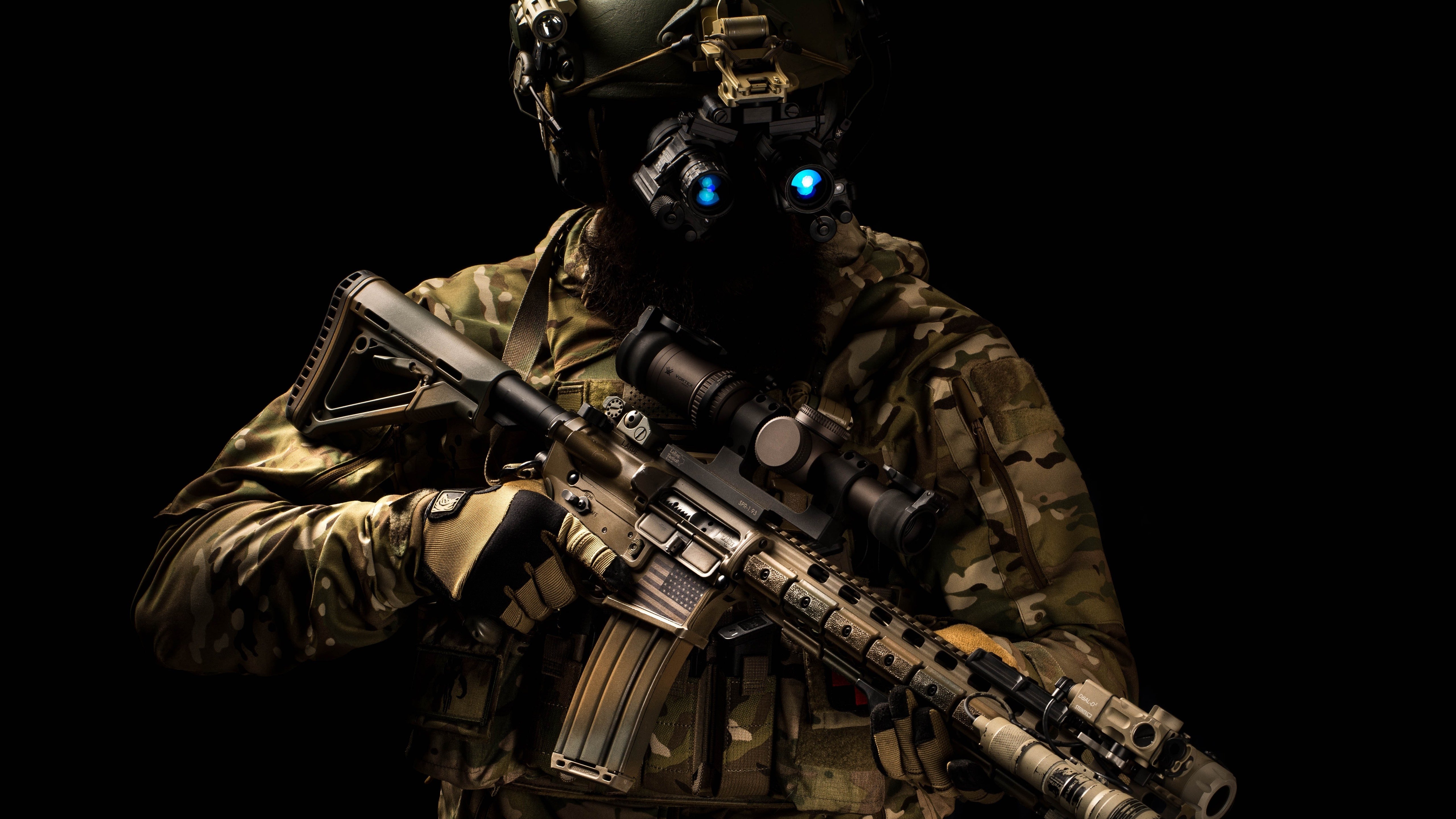 5120x2880 Wallpaper Special forces, helmet, assault rifle  UHD 5K, Desktop