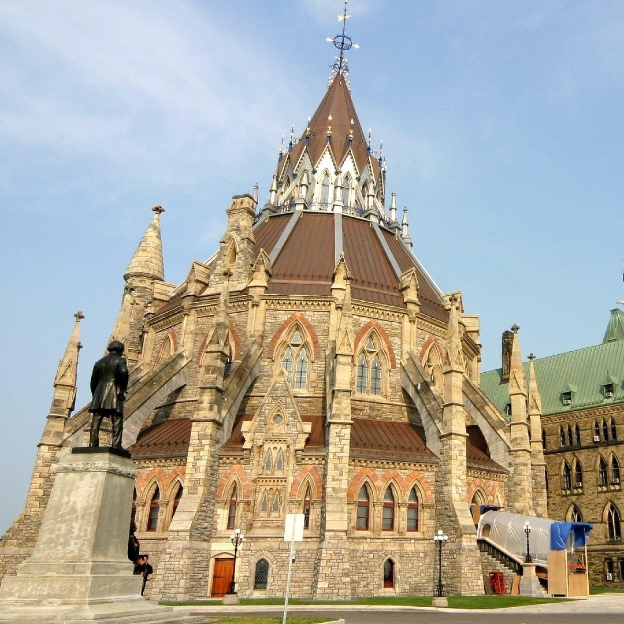 2050x2050 Download Wallpaper  Canada, Library, Ottawa parliament, Phone