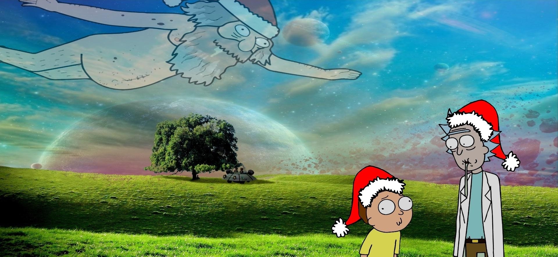 1920x890 Looks like we're on a *buuurrp* Christmas wallpaper, Morty, Dual Screen