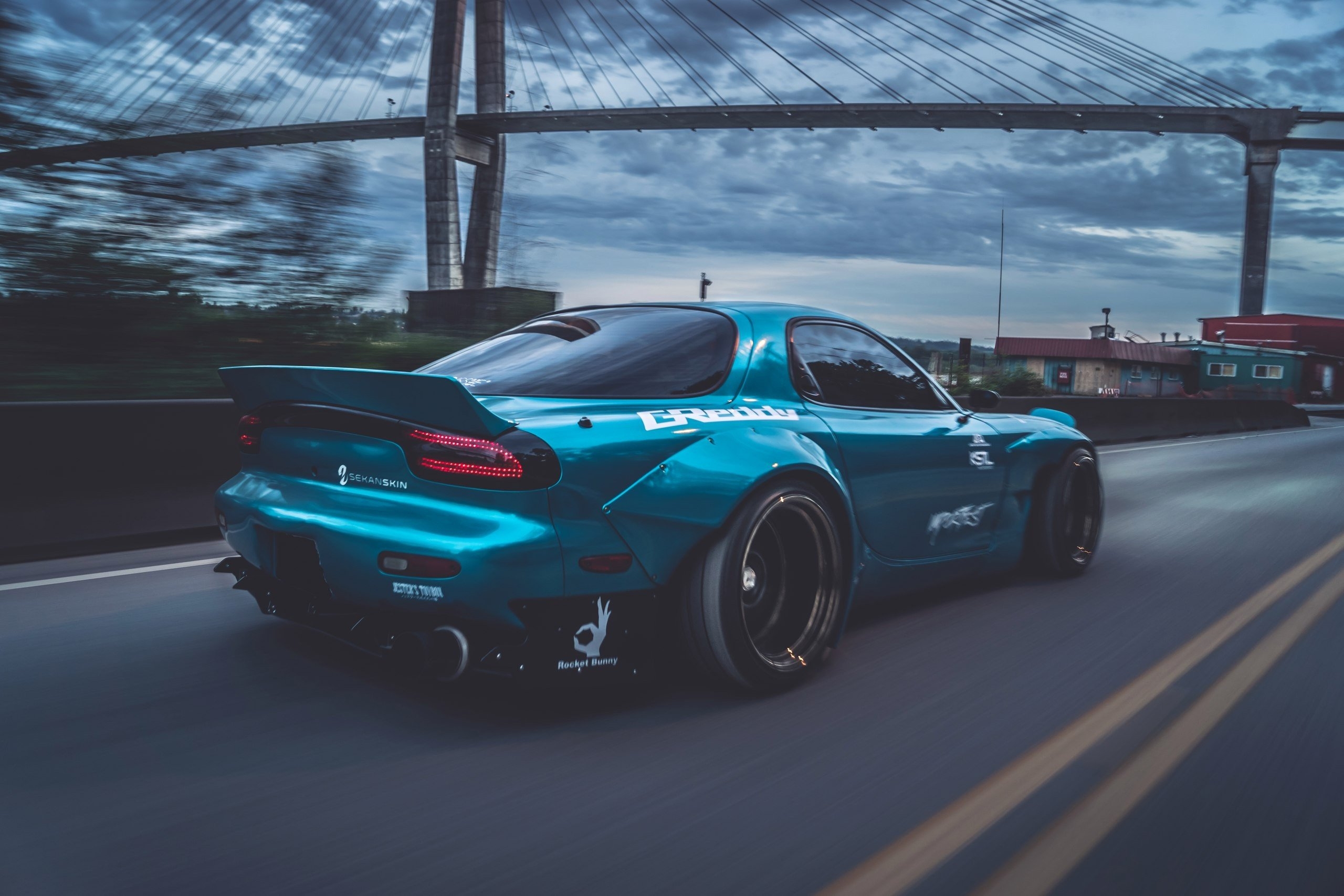 2560x1710 sports car, Mazda RX Mazda, Blue cars, Bridge, Rocket Bunny Wallpaper HD / Desktop and Mobile Background, Desktop