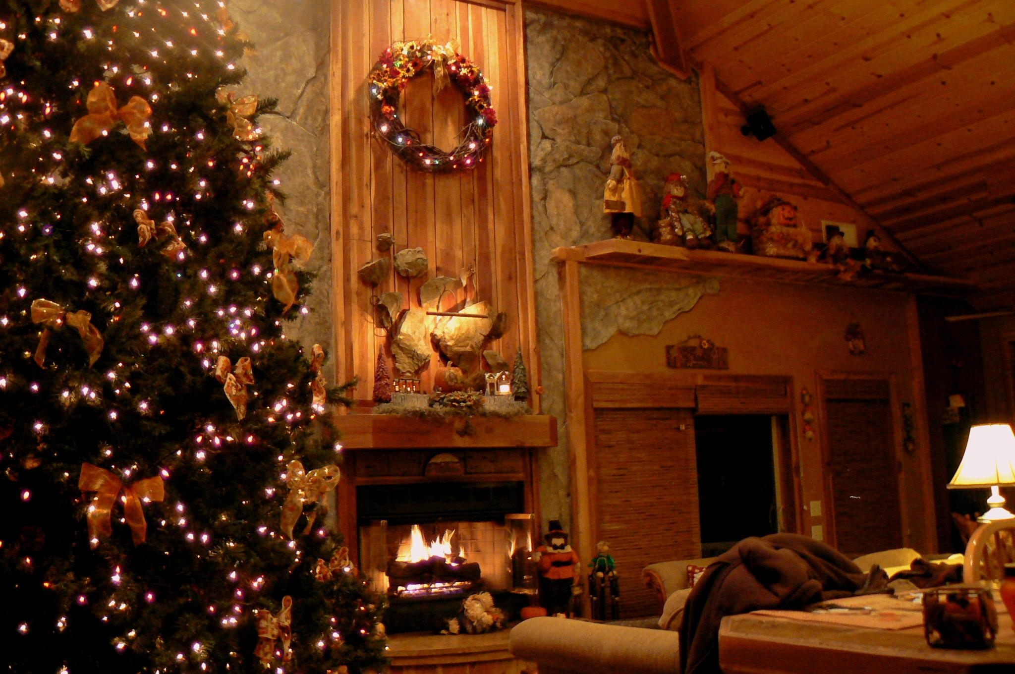 2050x1360 4K Christmas Fireplaces Wallpaper High Quality Download, Desktop