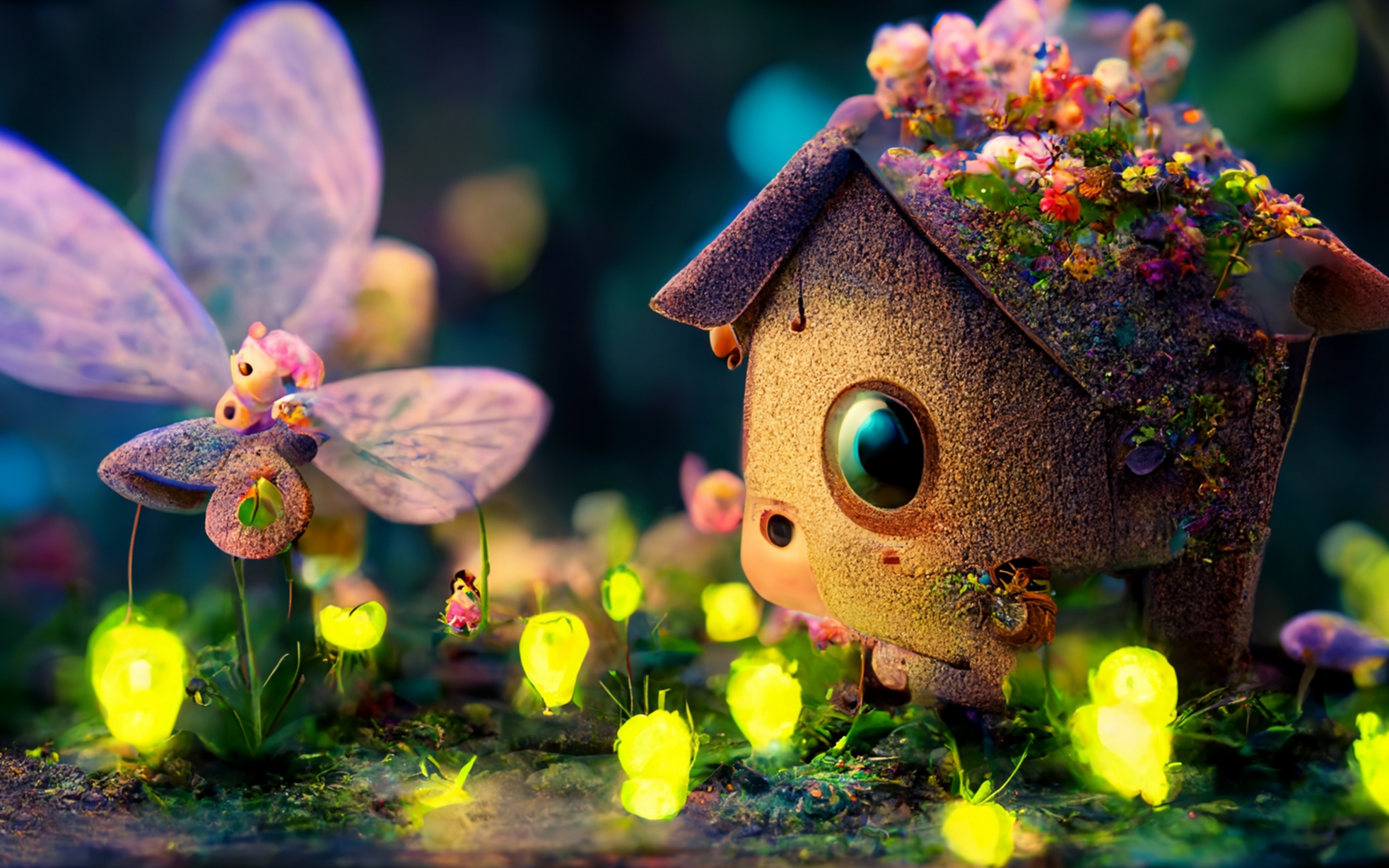 2880x1800 Fairy house Wallpaper 4K, Cute art, Cute house, Desktop