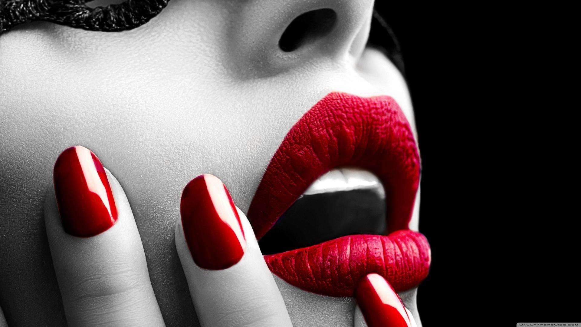 1920x1080 Red Lips and Red Nails Wallpaper, Desktop