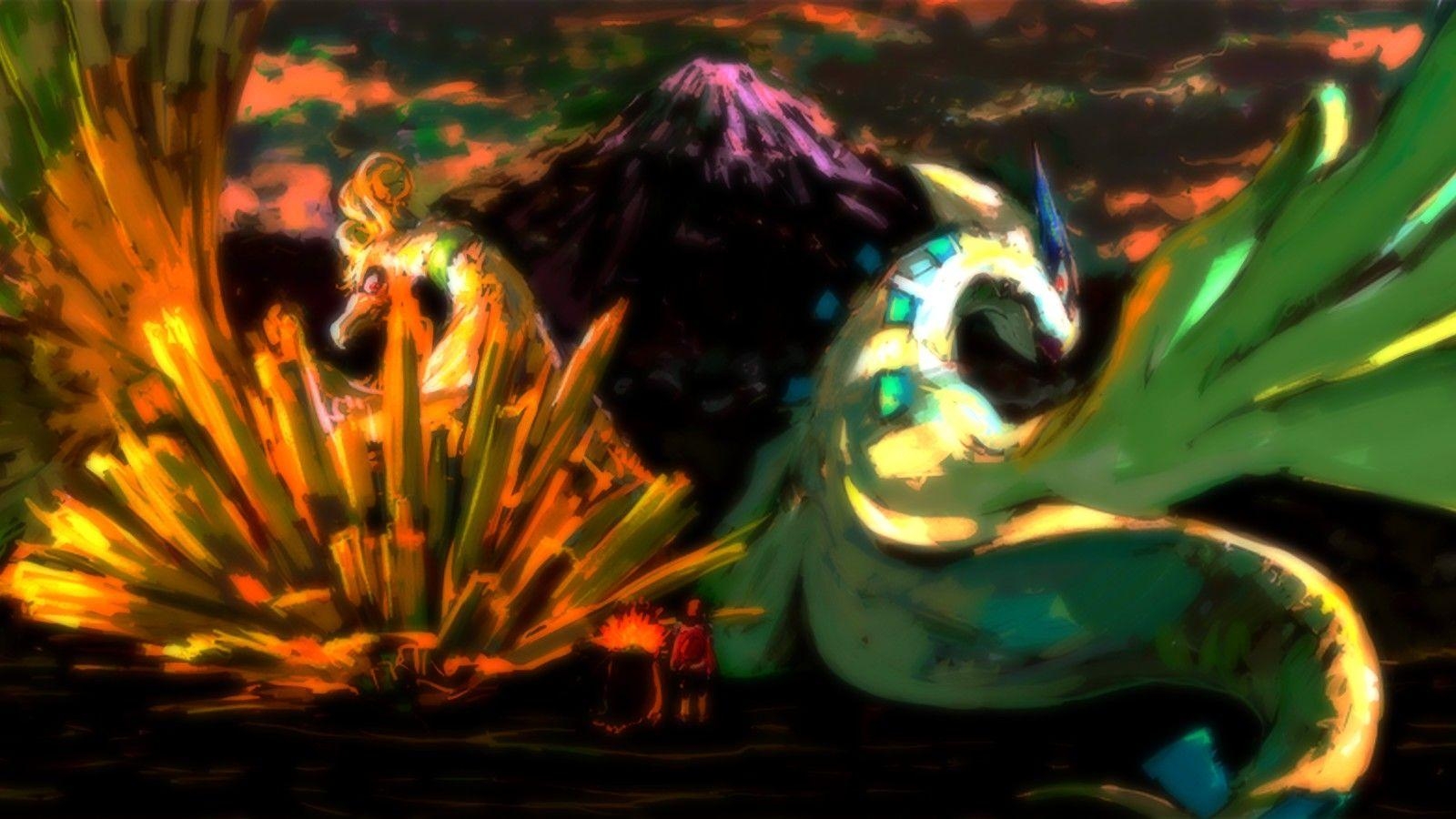 1600x900 Gold, Ho Oh, Lugia, And Typhlosion (pokemon, Pokemon (game), Desktop