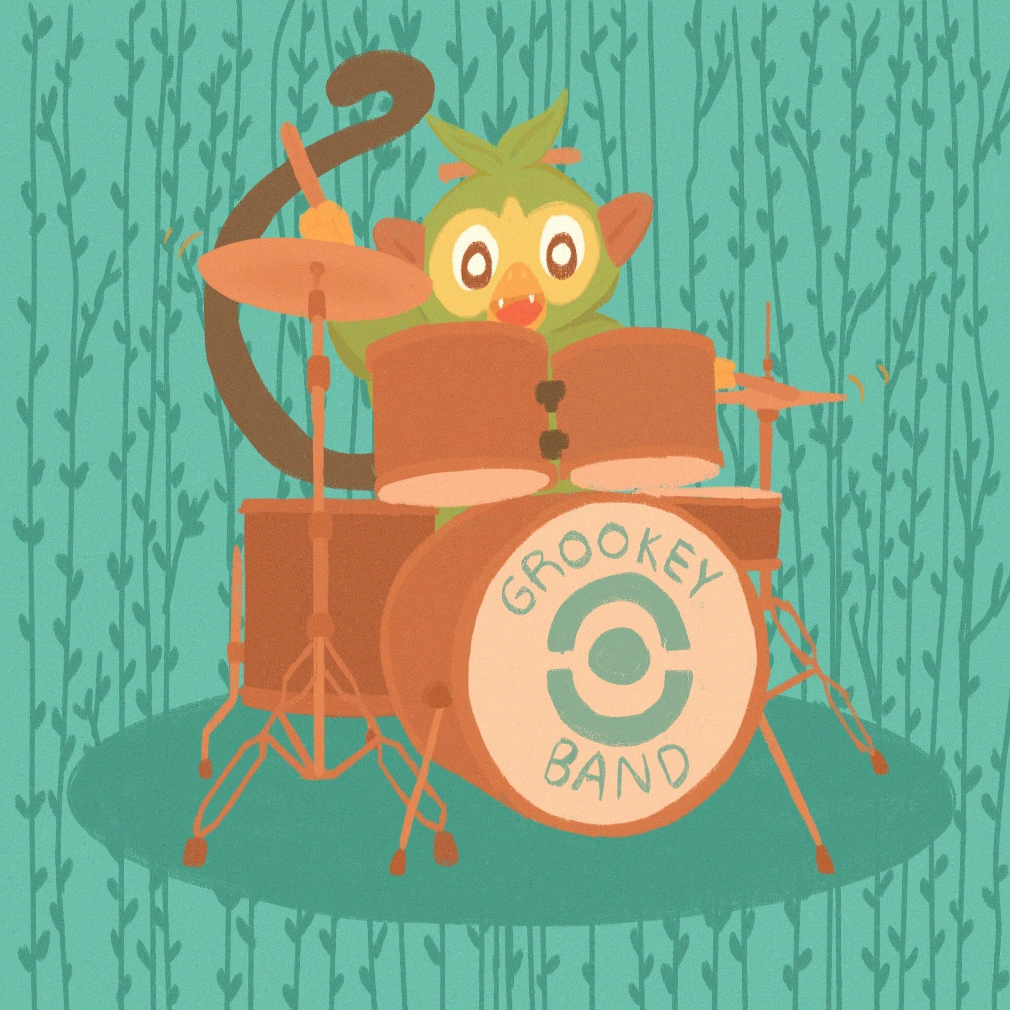 2050x2050 Grookey loves the drums, Phone